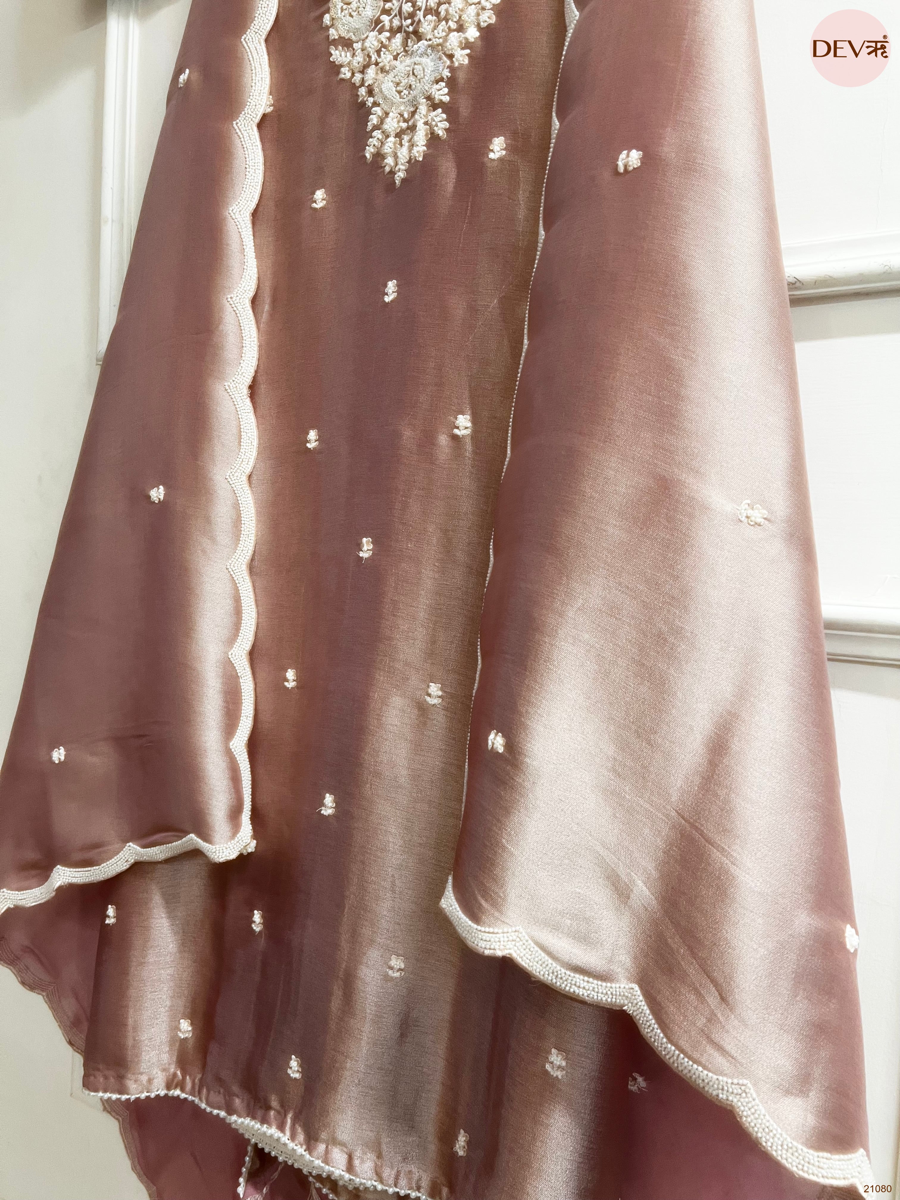 Pink Pure Tissue Giraffe Silk Embroidered Unstitched 3-Piece Suit (Devri – D.No 21080)