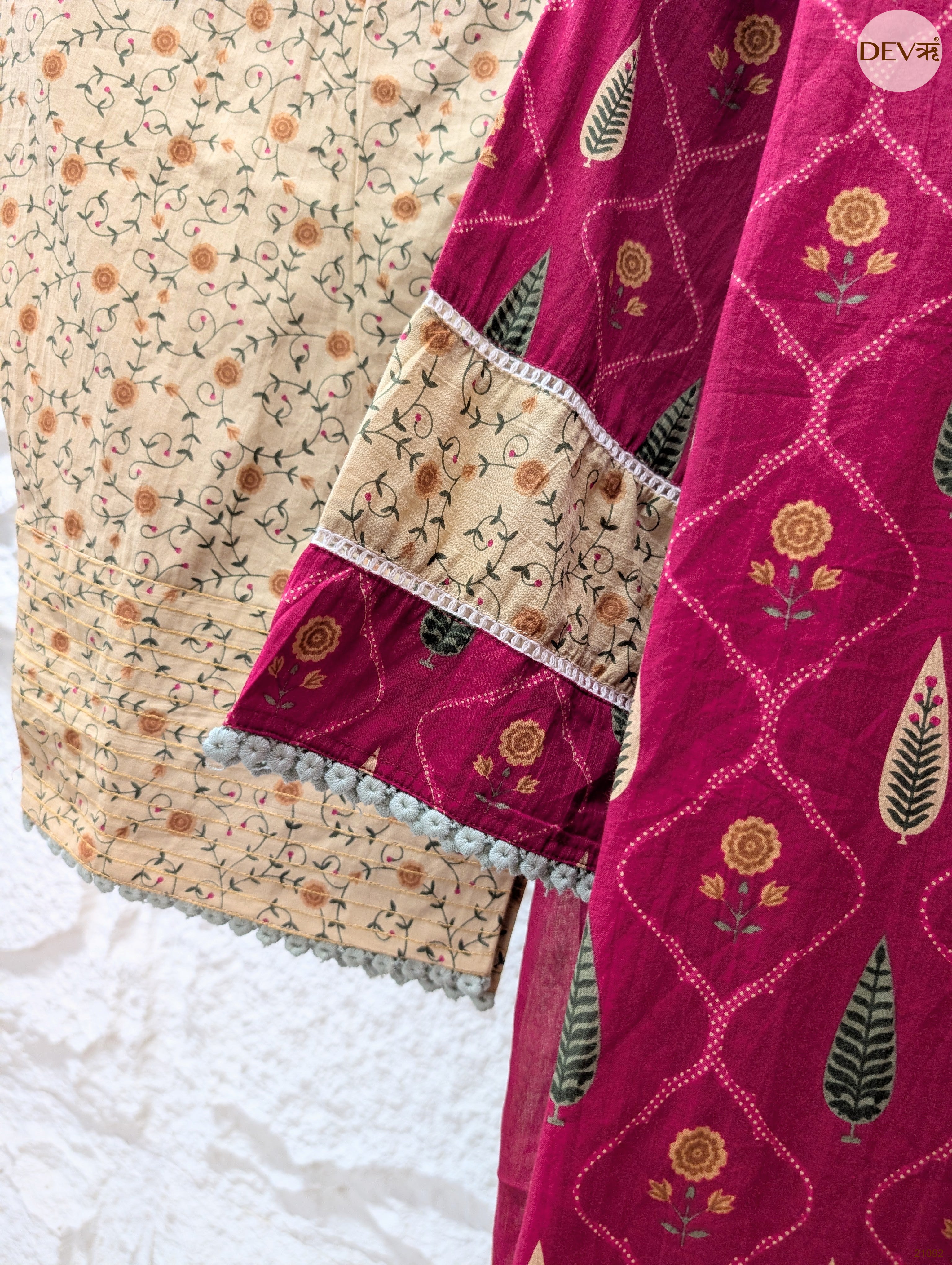 Gulnaar Pure Cotton Printed Magenta 3-Piece Set (Devri – D.No 21092)
