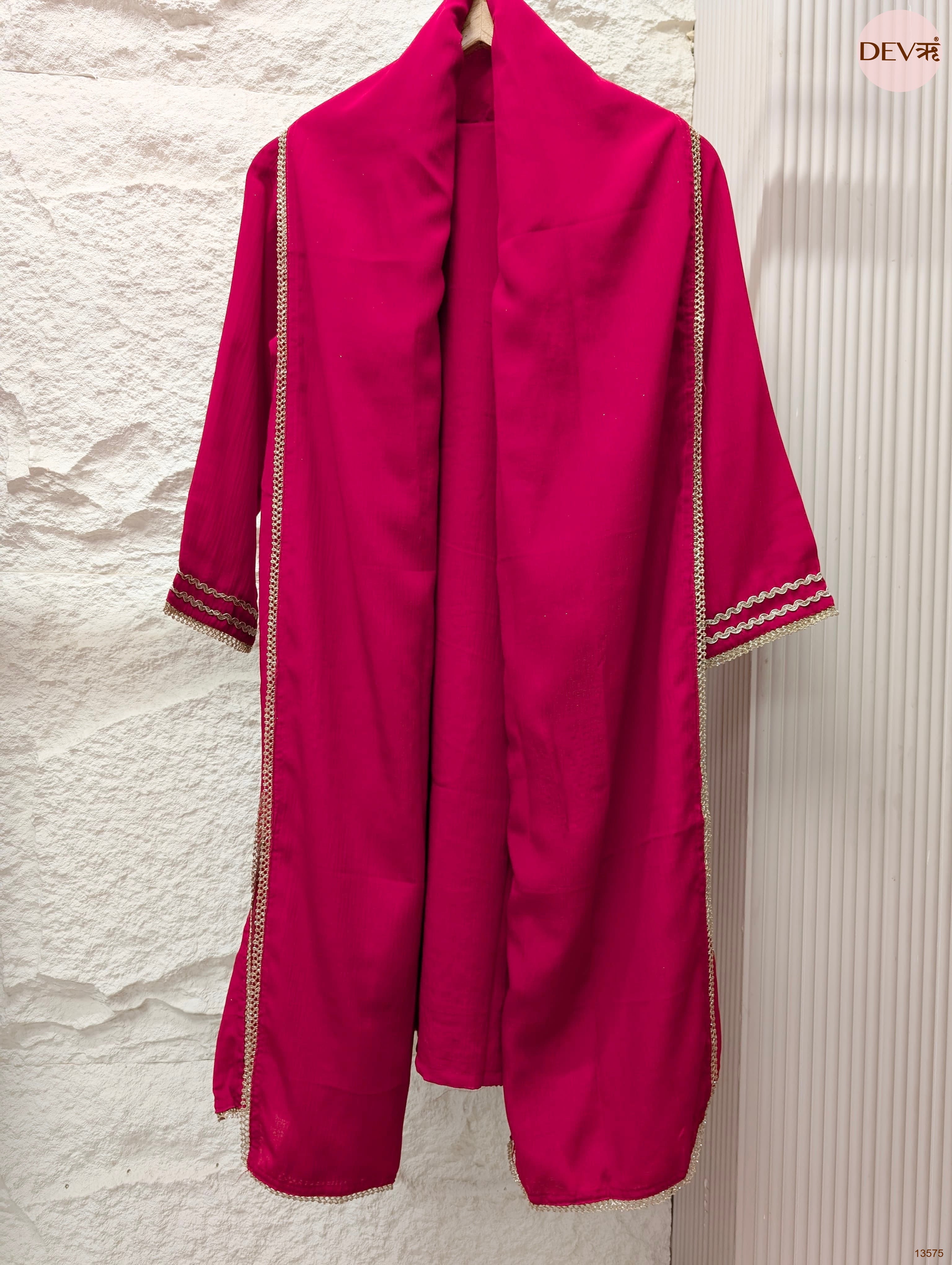 Gulnaar Chinon Embroidered Magenta 3-Piece Set (Devri – D.No 13575)