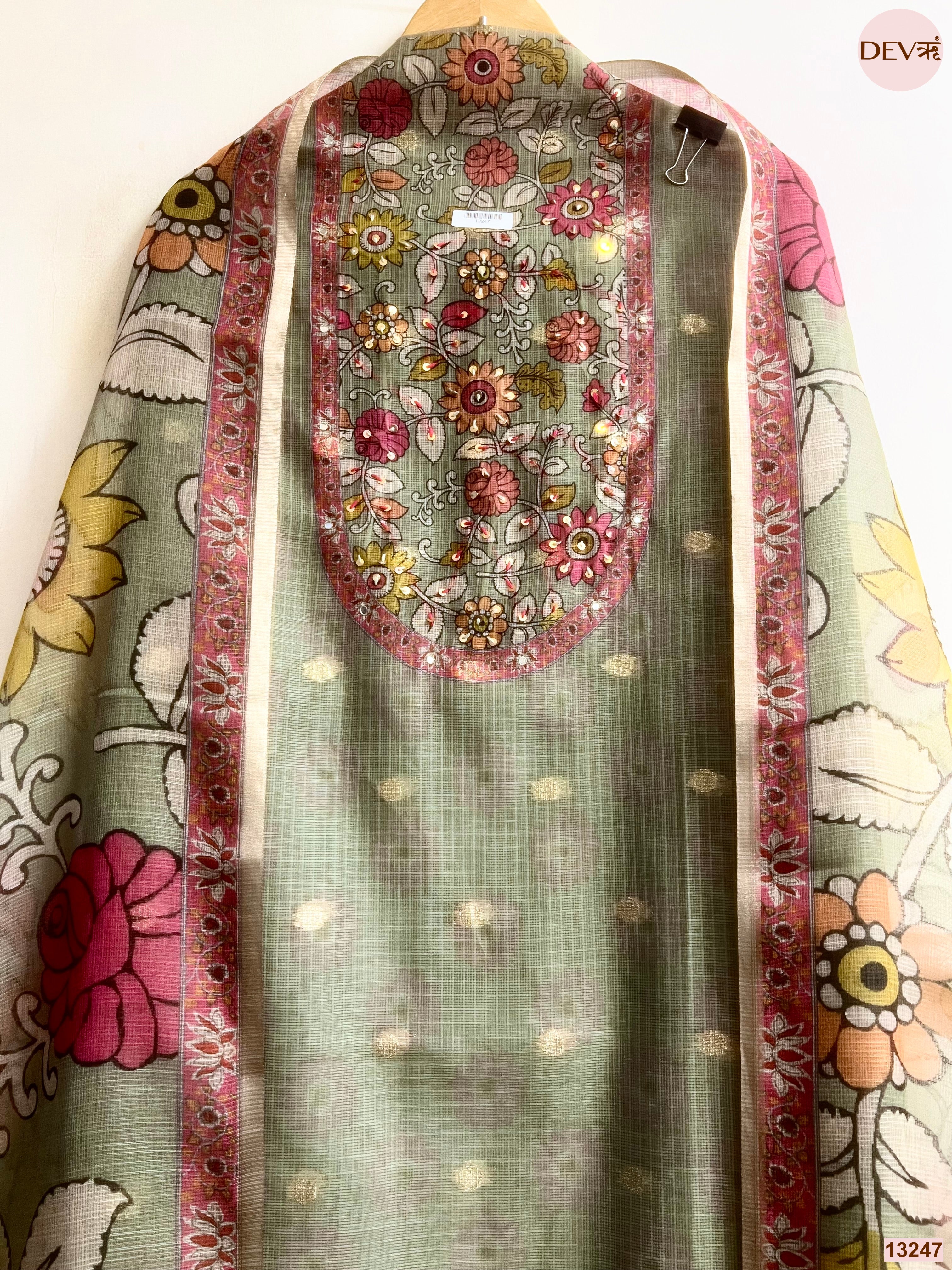 Sage Kota printed Unstitched 3-Piece Suit (Devri – D.No 13247)