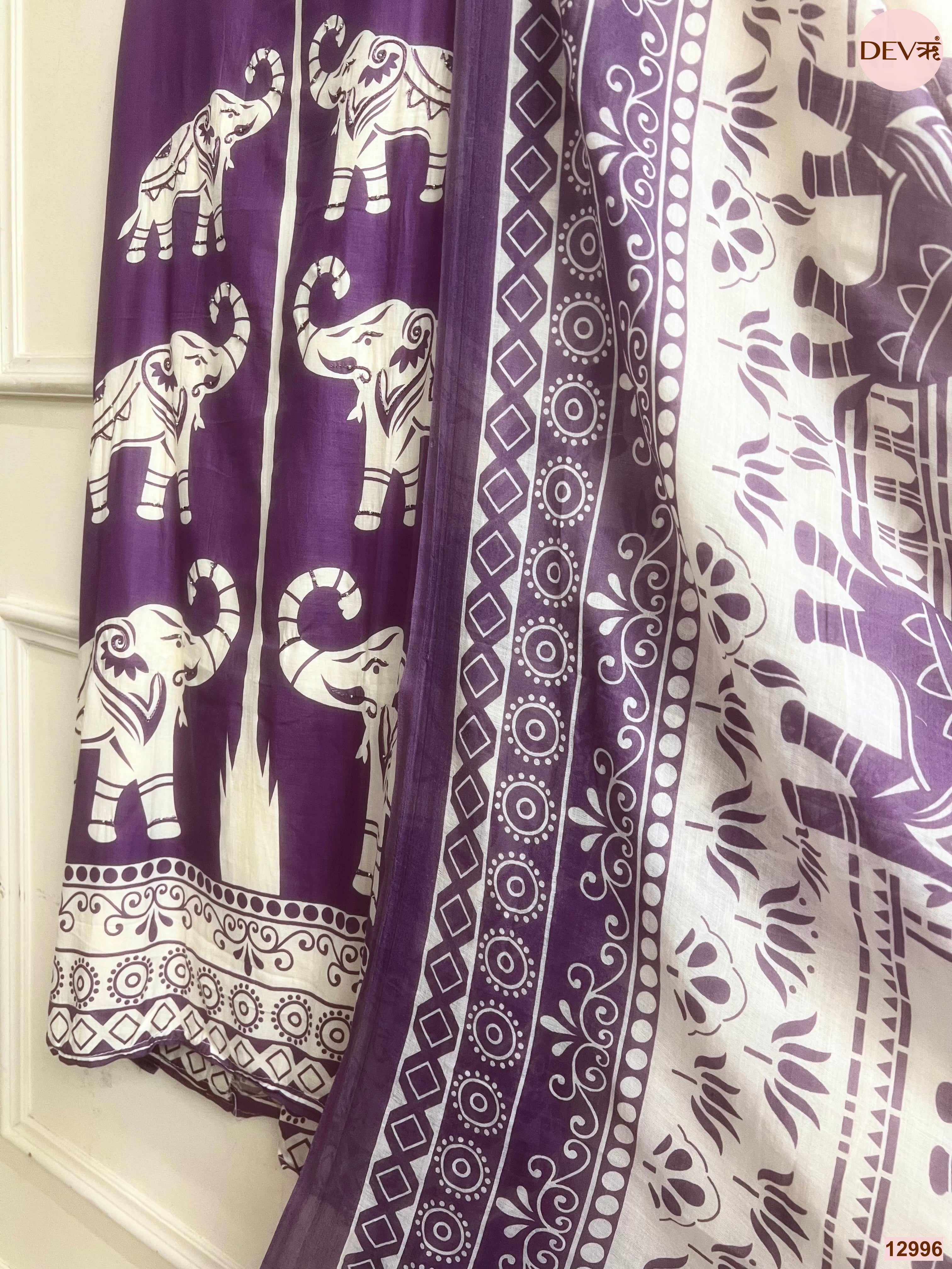 Purple Jam Cotton Printed Unstitched 3-Piece Suit (Devri – D.No 12996)