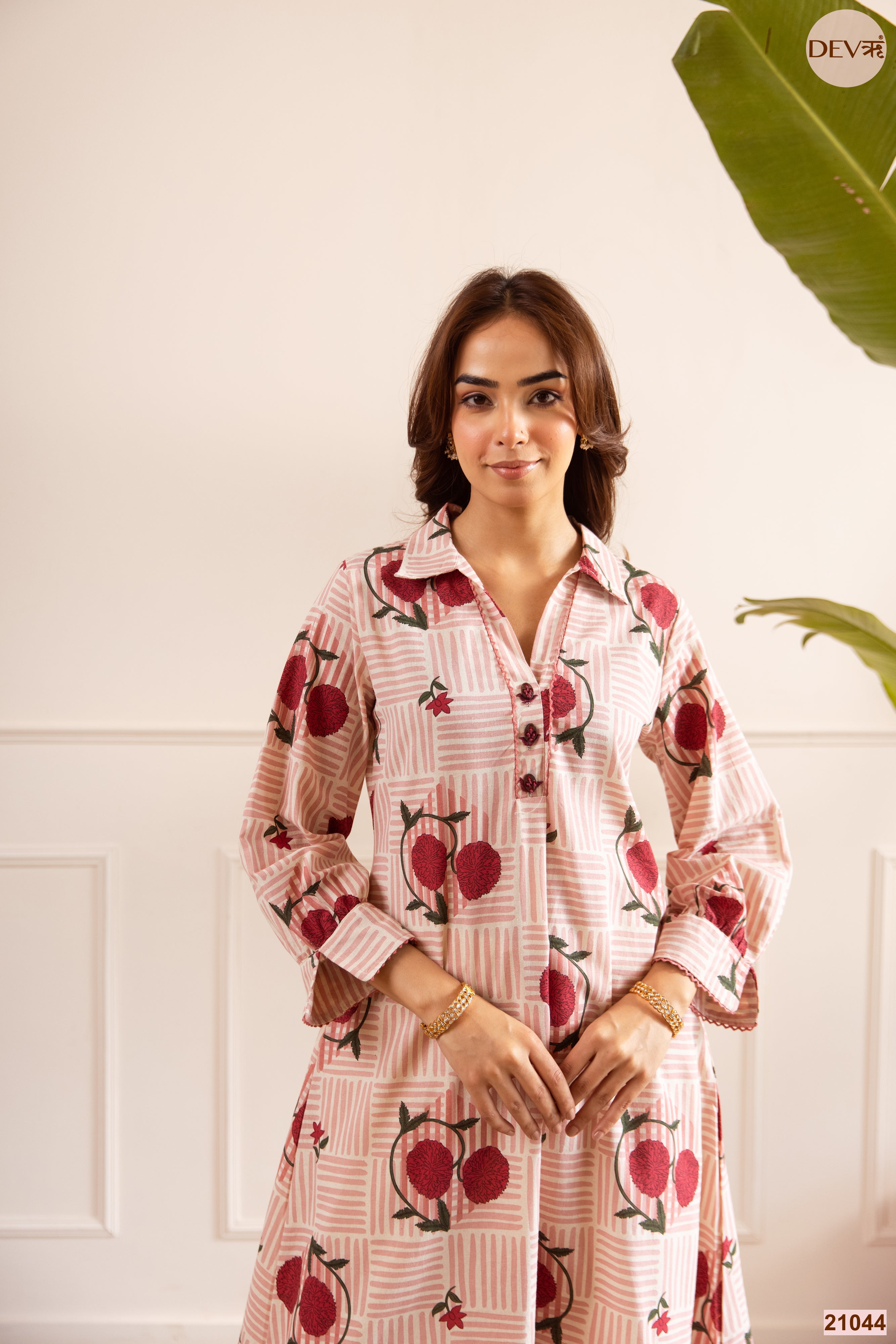 Gulnaar Pure cotton Printed Pink 3-Piece Set (Devri – D.No 21044)