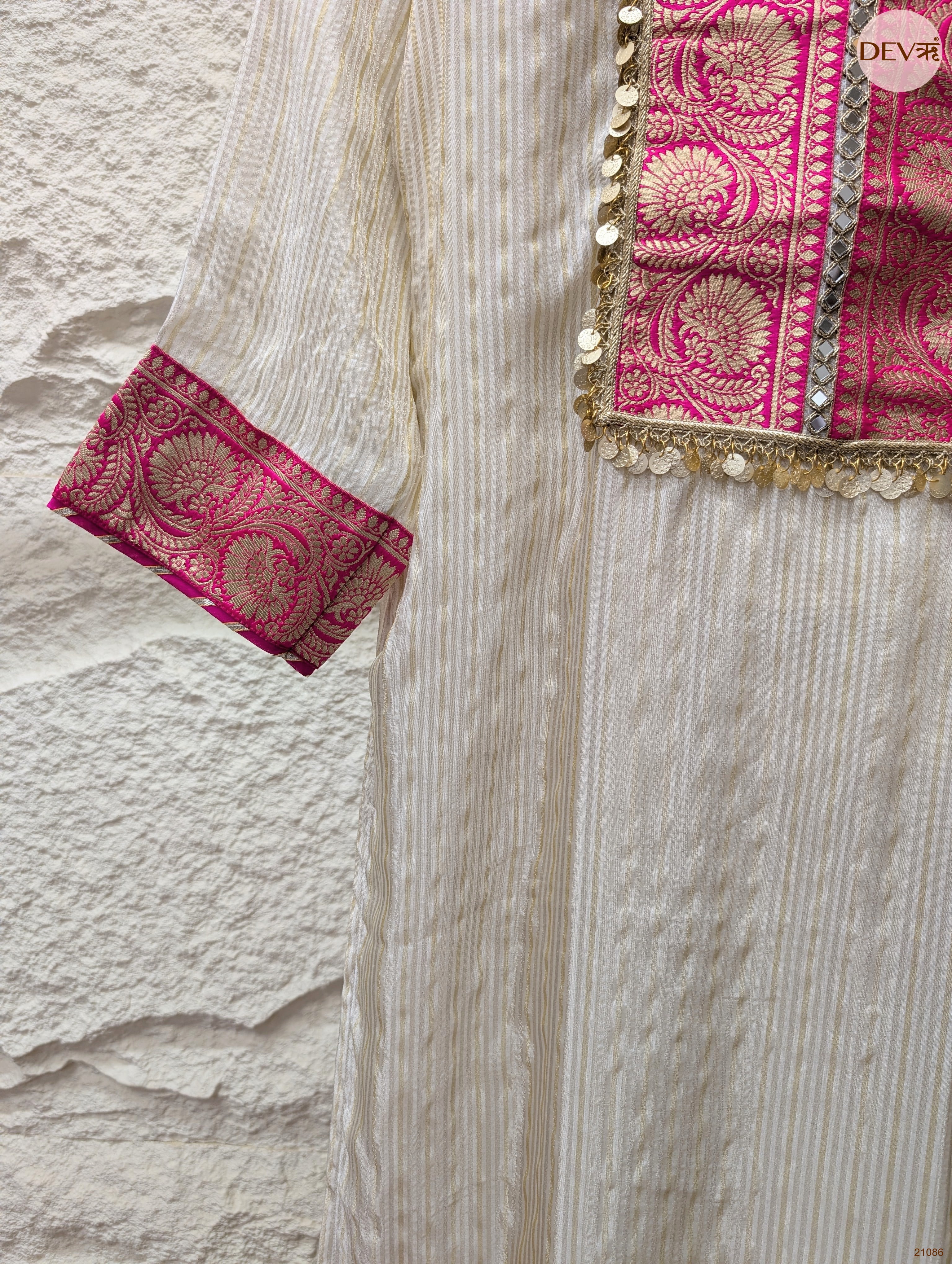 Gulnaar Tissue Silk Embroidered Ivory 3-Piece Set (Devri – D.No 21086)