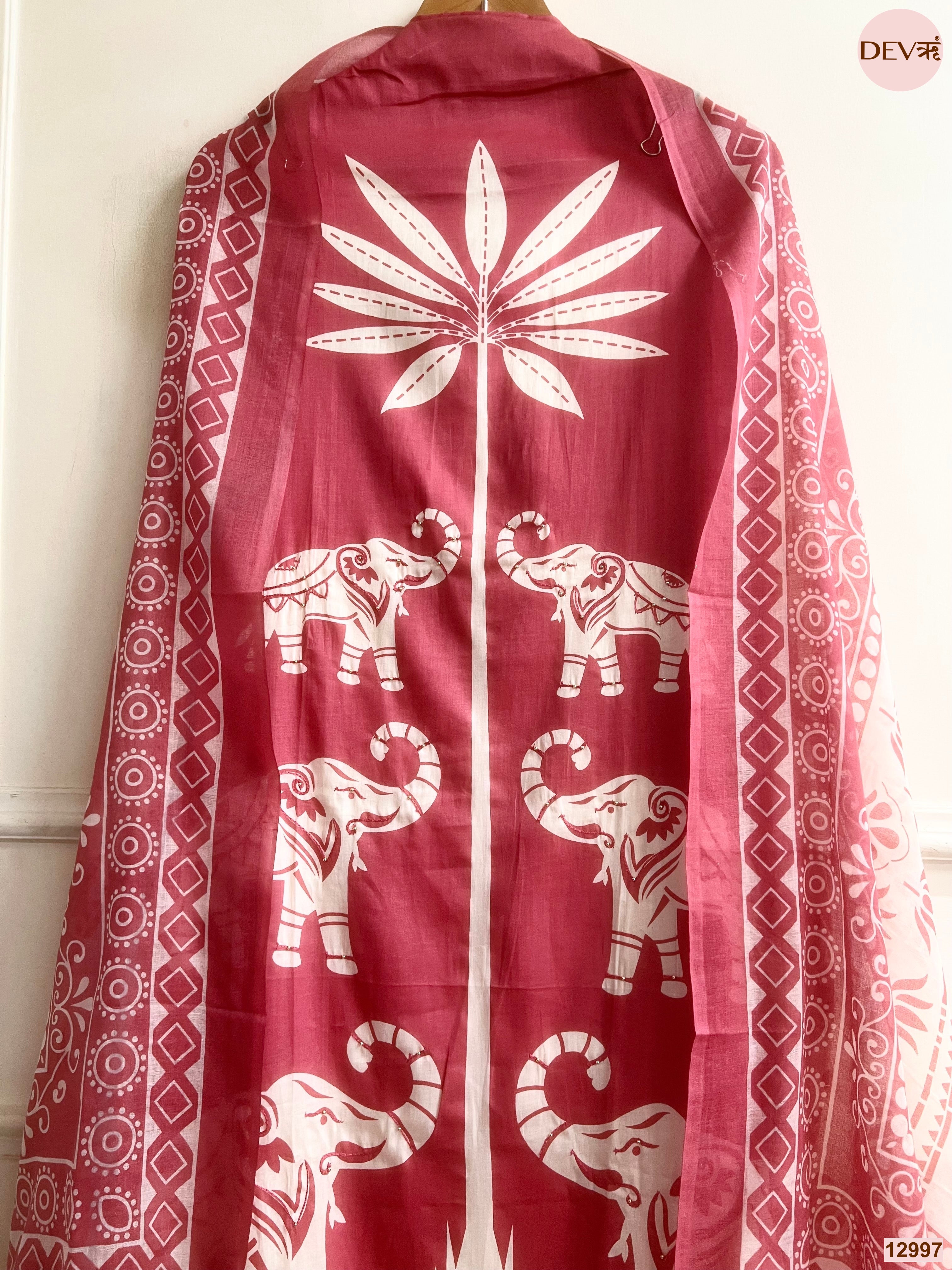Pink Jam Cotton Printed Unstitched 3-Piece Suit (Devri – D.No 12997)