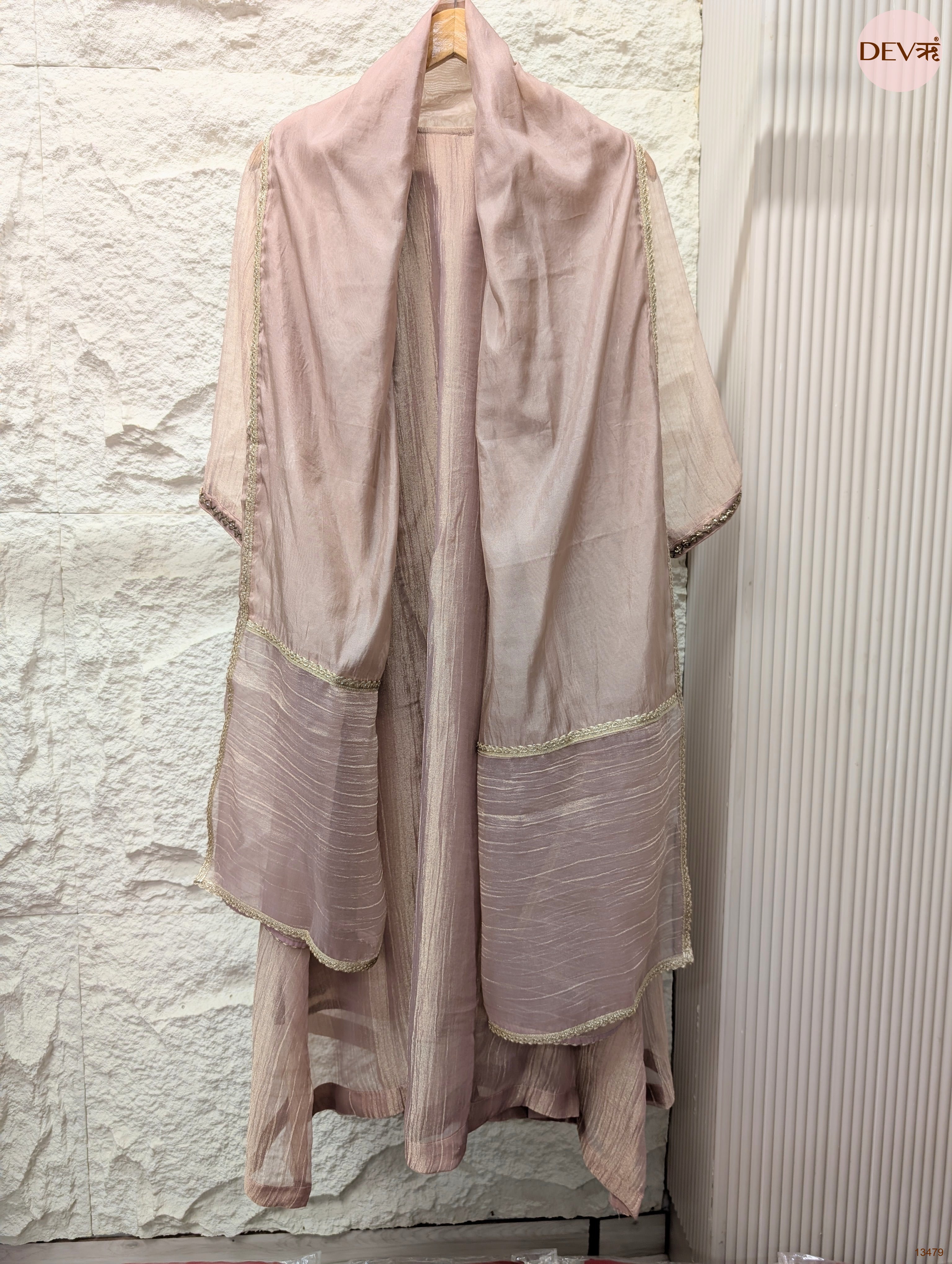 Gulnaar Tissue Crush Embroidered Blush Pink 3-Piece Set (Devri – D.No 13479)