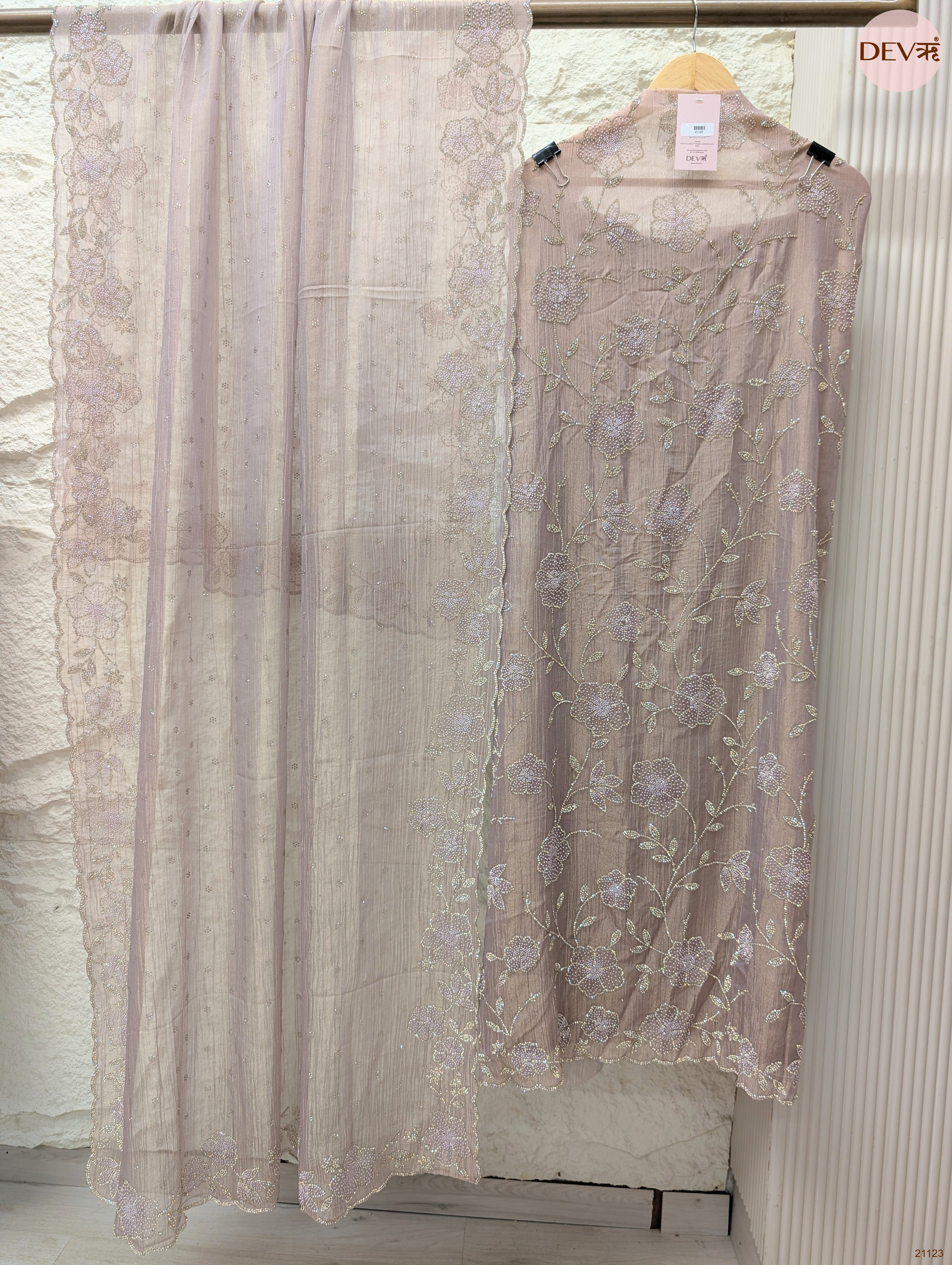 Mauve Pure Tissue Crush Silk Embroidered Unstitched 3-Piece Suit (Devri – D.No 21123)