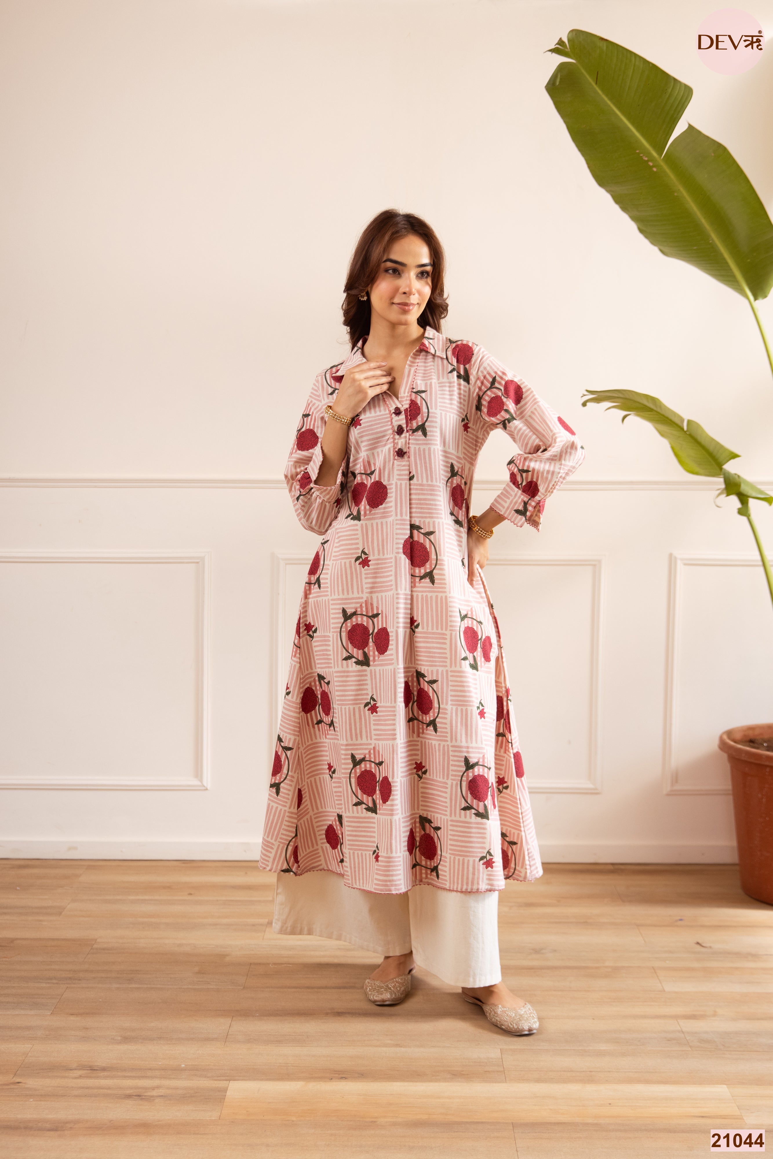 Gulnaar Pure cotton Printed Pink 3-Piece Set (Devri – D.No 21044)