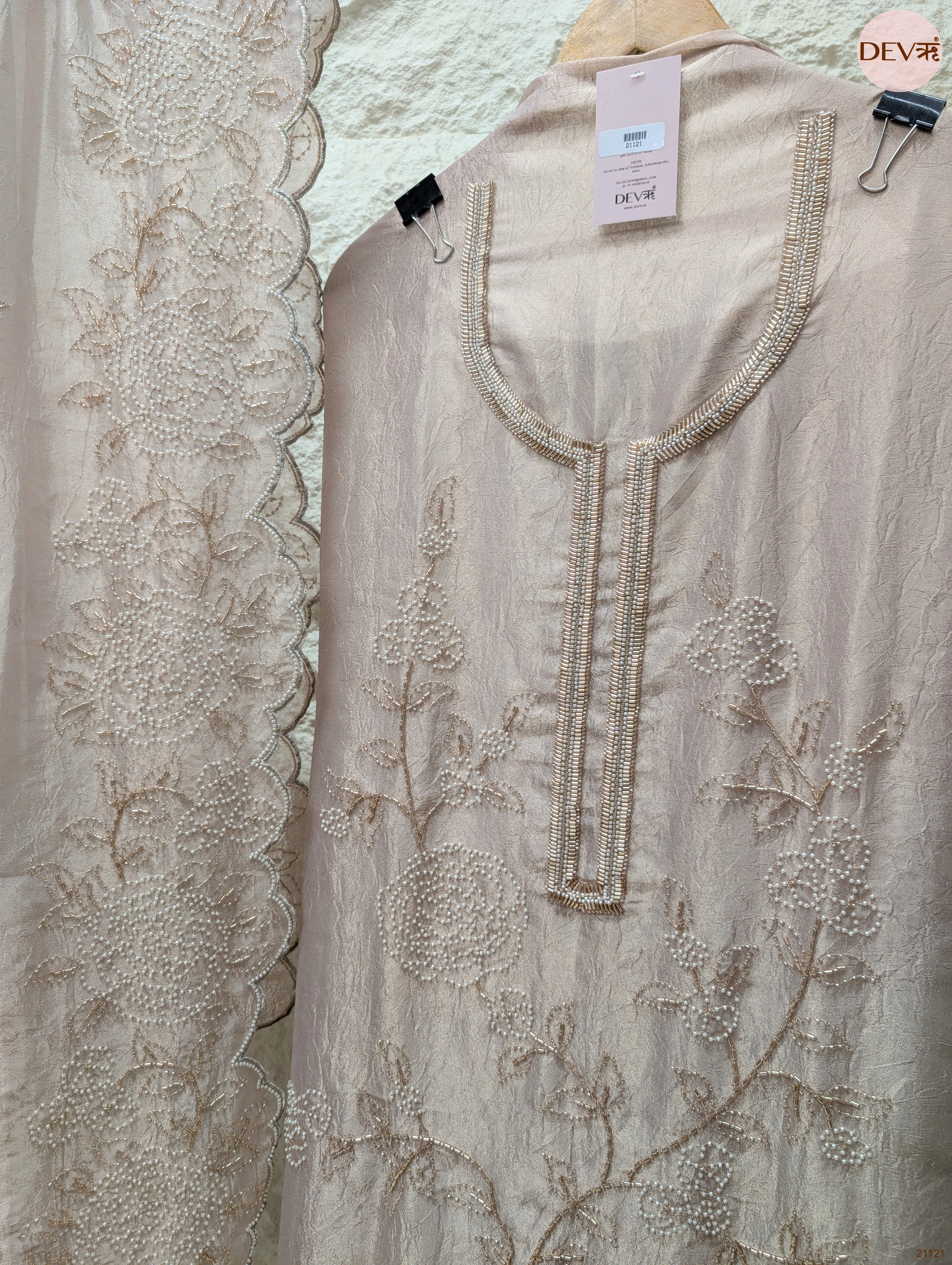 Blush Pure Tissue Crush Silk Embroidered Unstitched 3-Piece Suit (Devri – D.No 21121)