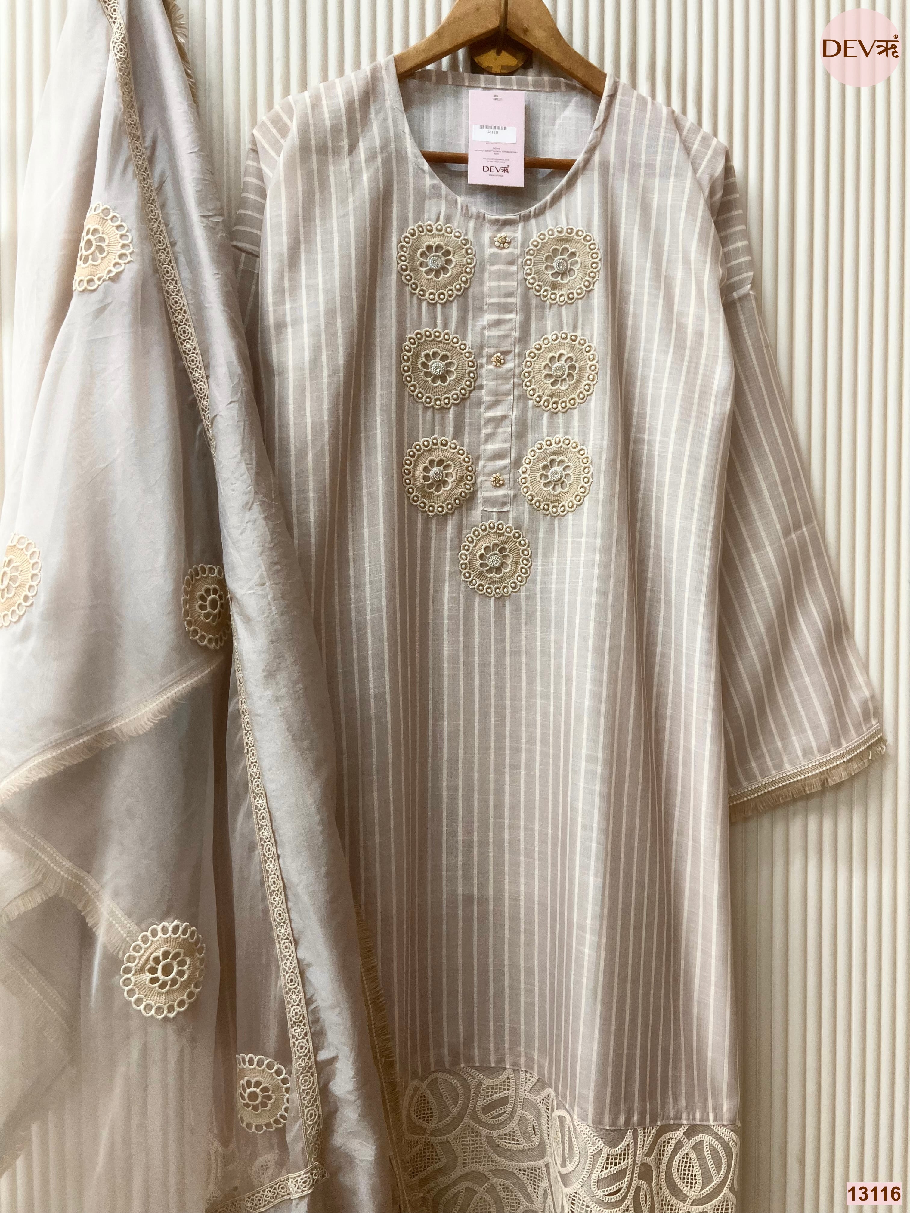 Grey Linen Cotton Embroidered Unstitched 3-Piece Suit (Devri – D.No 13116)