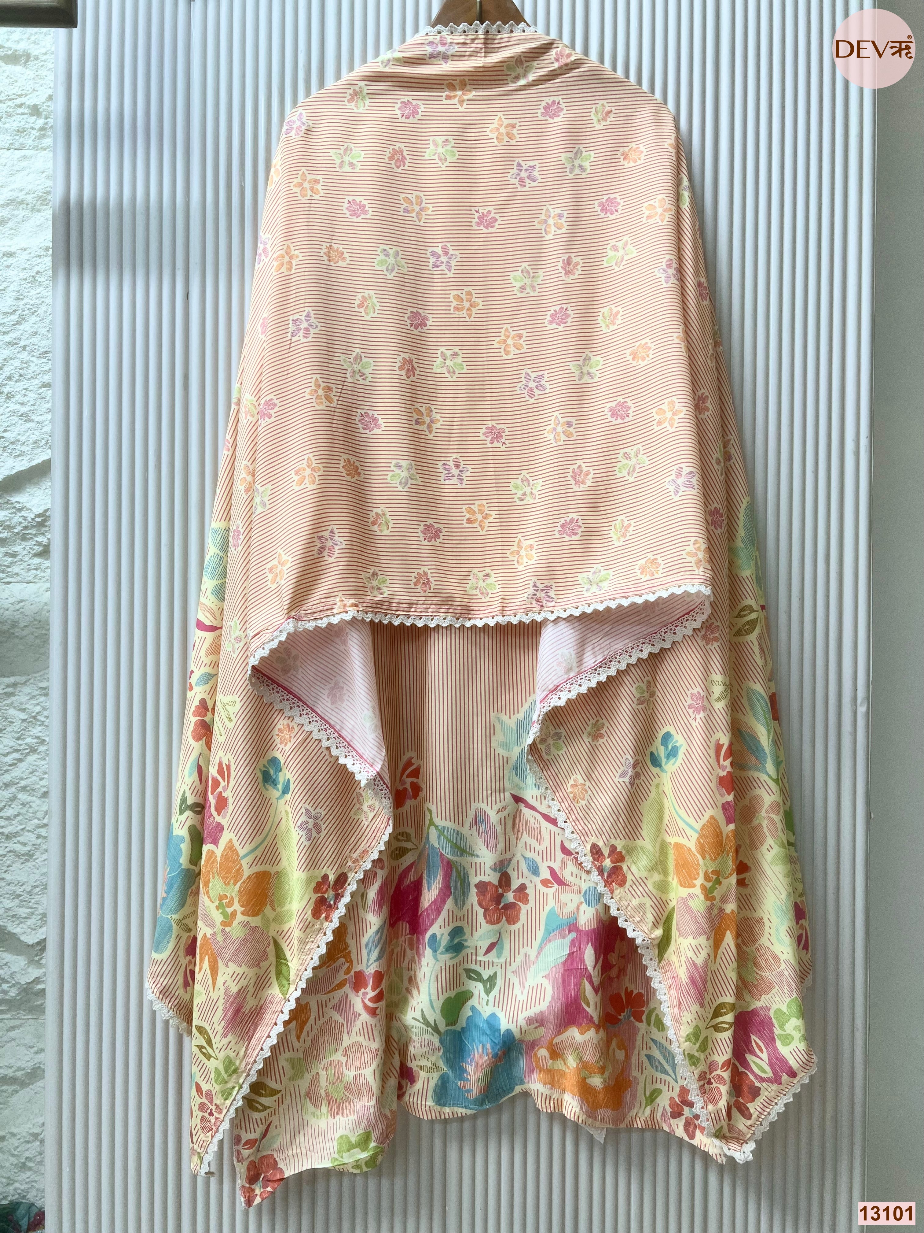 Peach Muslin Printed Unstitched 3-Piece Suit (Devri – D.No 13101)