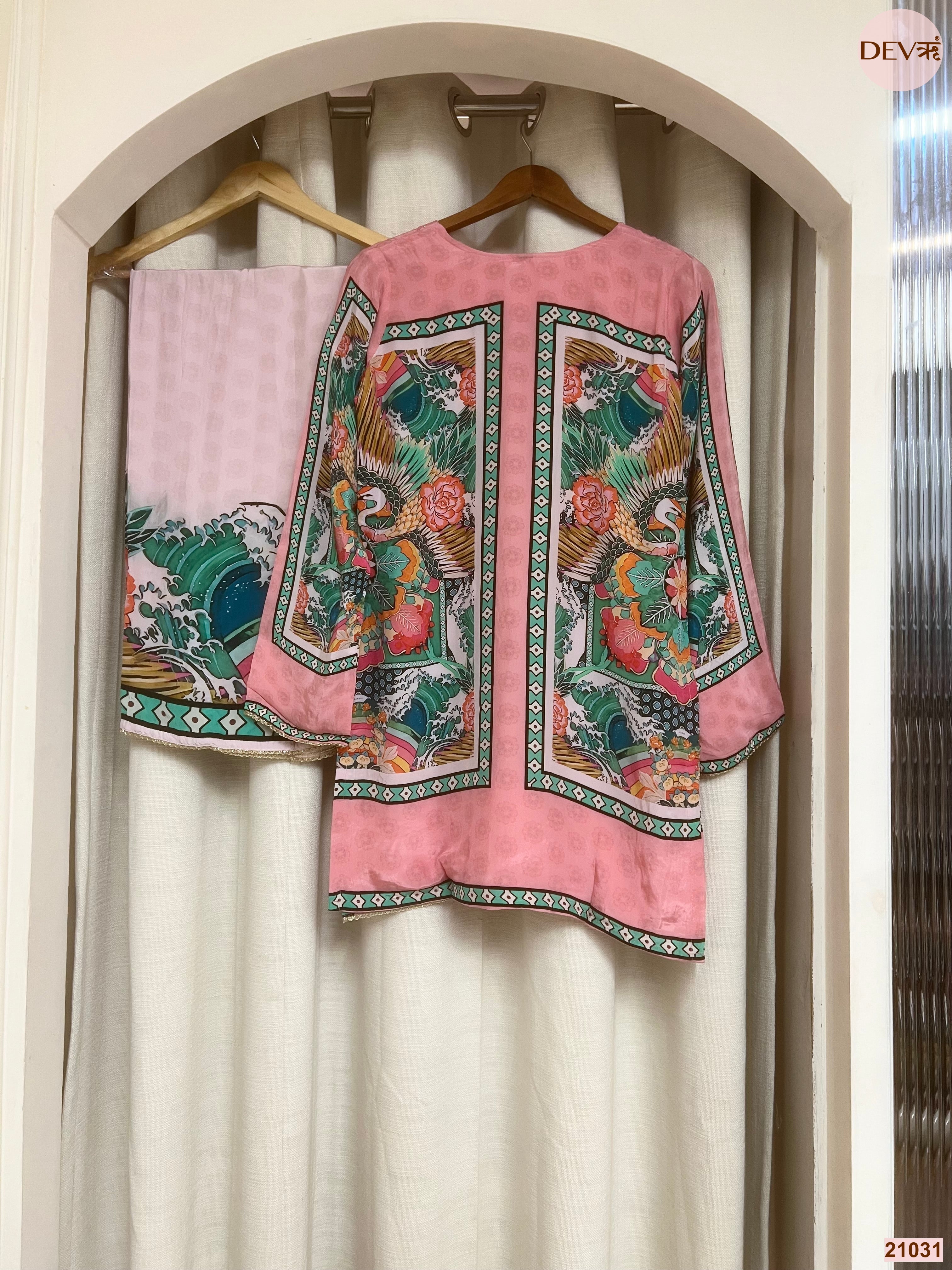Gulnaar Crepe Printed Pink 2-Piece Set (Devri – D.No 21031)