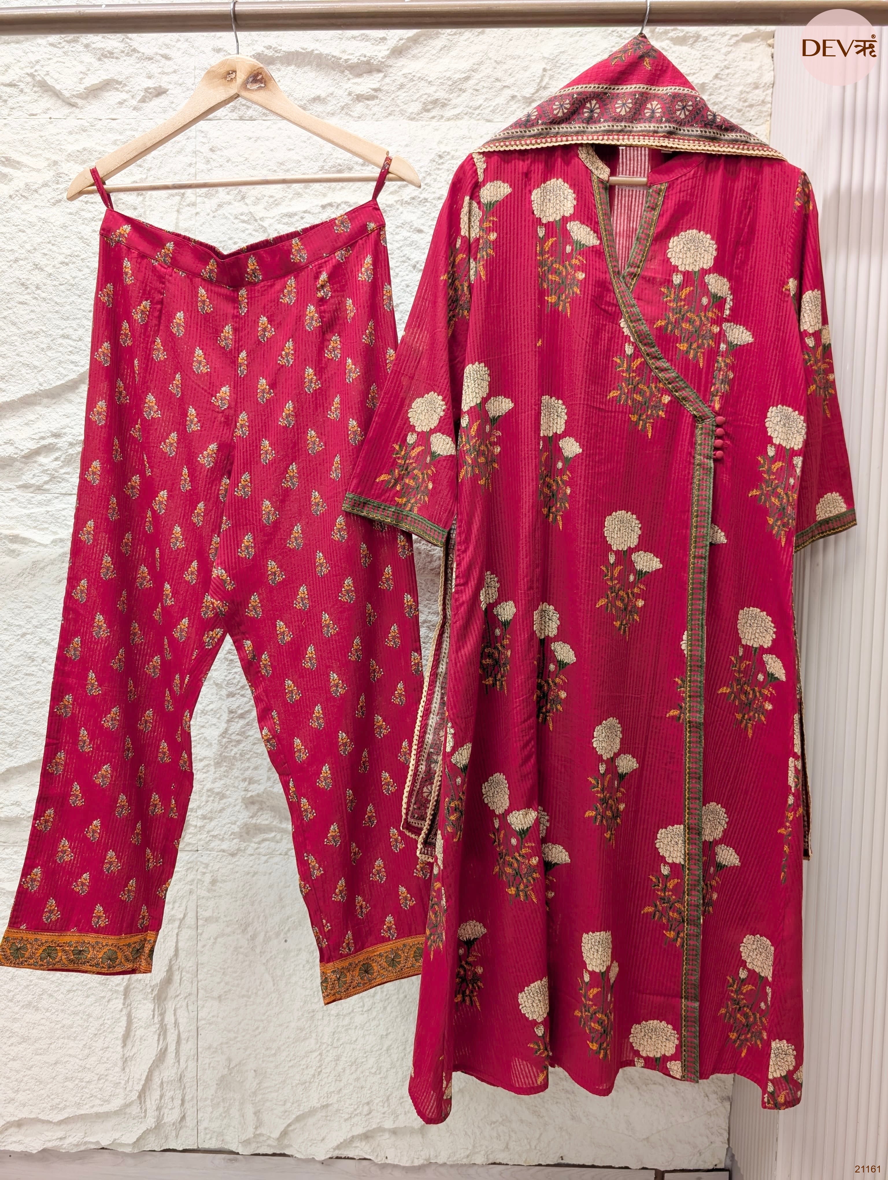 Gulnaar Pure cotton Printed Pink 3-Piece Set (Devri – D.No 21161)