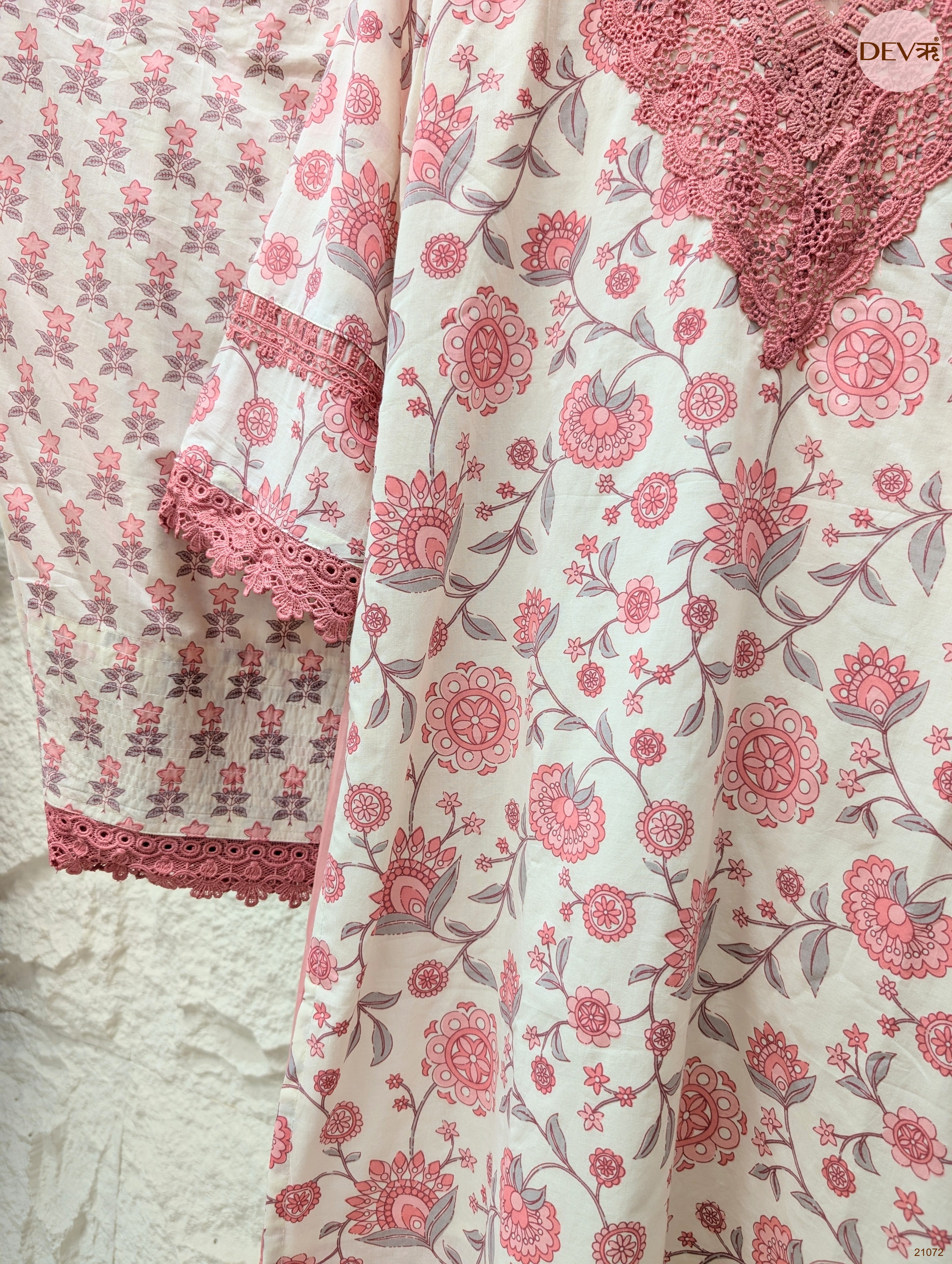 Gulnaar Pure Cotton Embroidered Pink 3-Piece Set (Devri – D.No 21072)