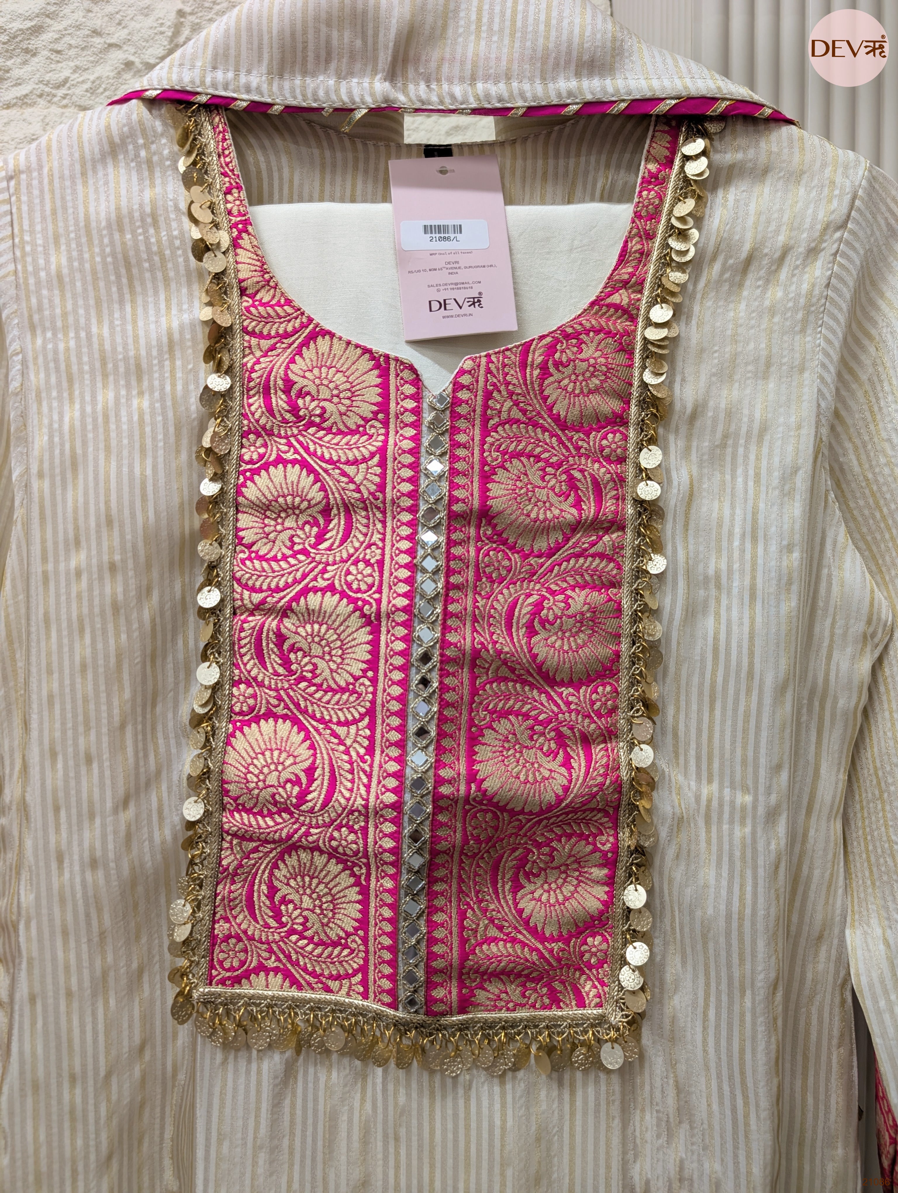 Gulnaar Tissue Silk Embroidered Ivory 3-Piece Set (Devri – D.No 21086)