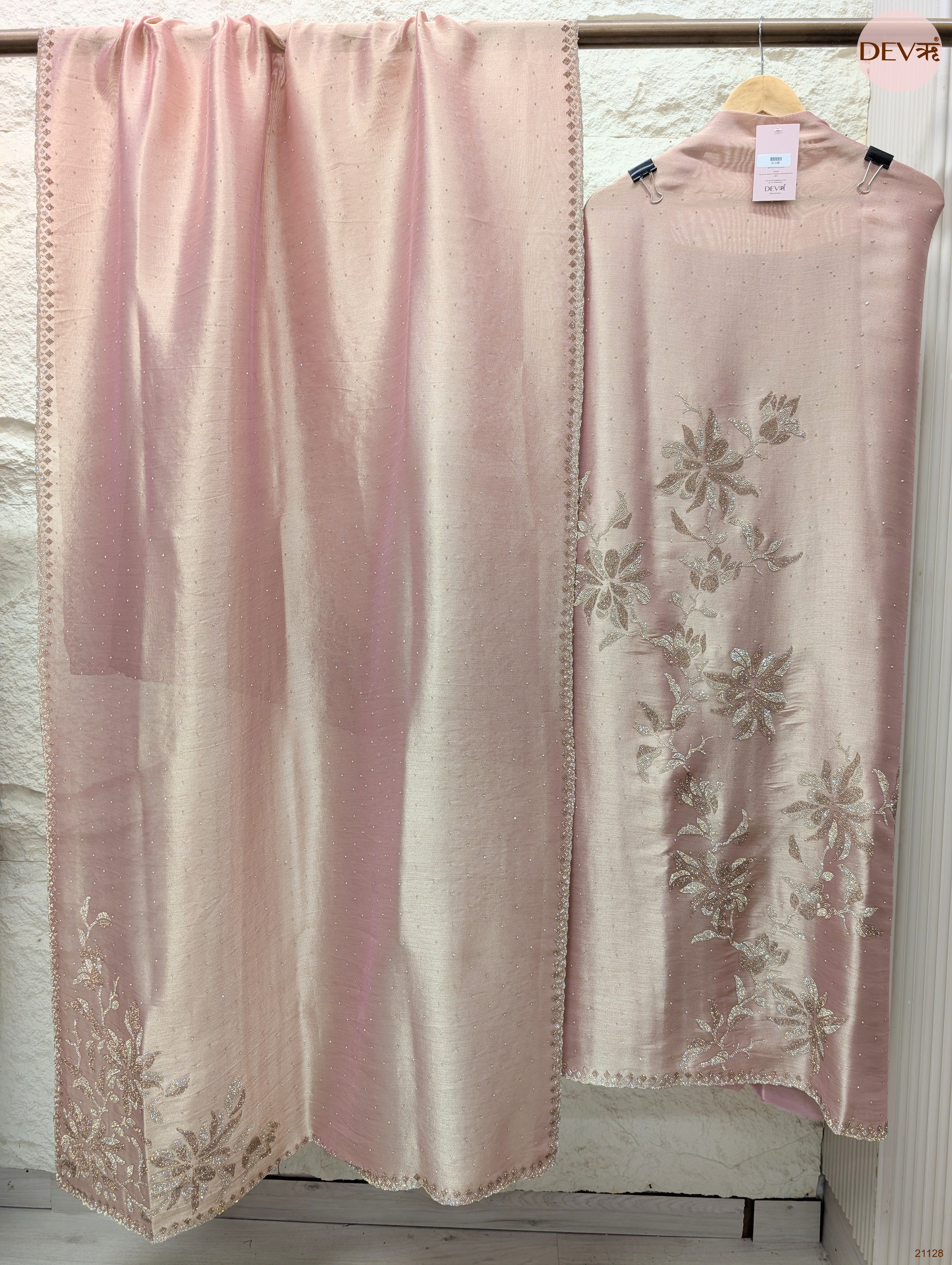 Pink Pure Giraffe Silk Embroidered Unstitched 3-Piece Suit (Devri – D.No 21128)
