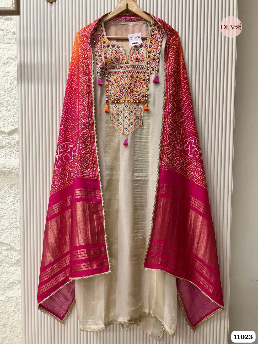 Tissue silk Unstitched Embroidered -Set Of 3 {11023}