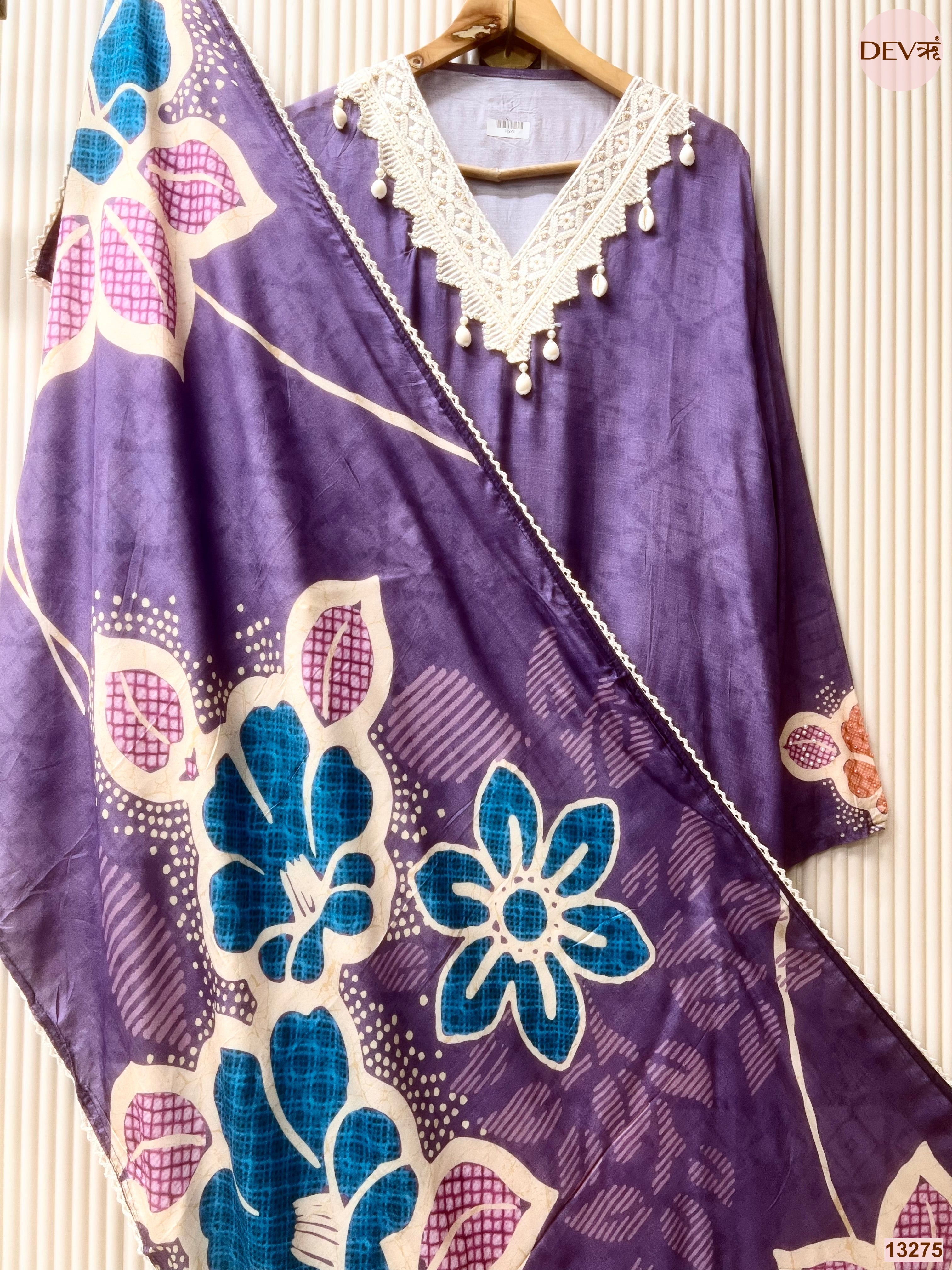 Purple Muslin Printed Unstitched 3-Piece Suit (Devri – D.No 13275)