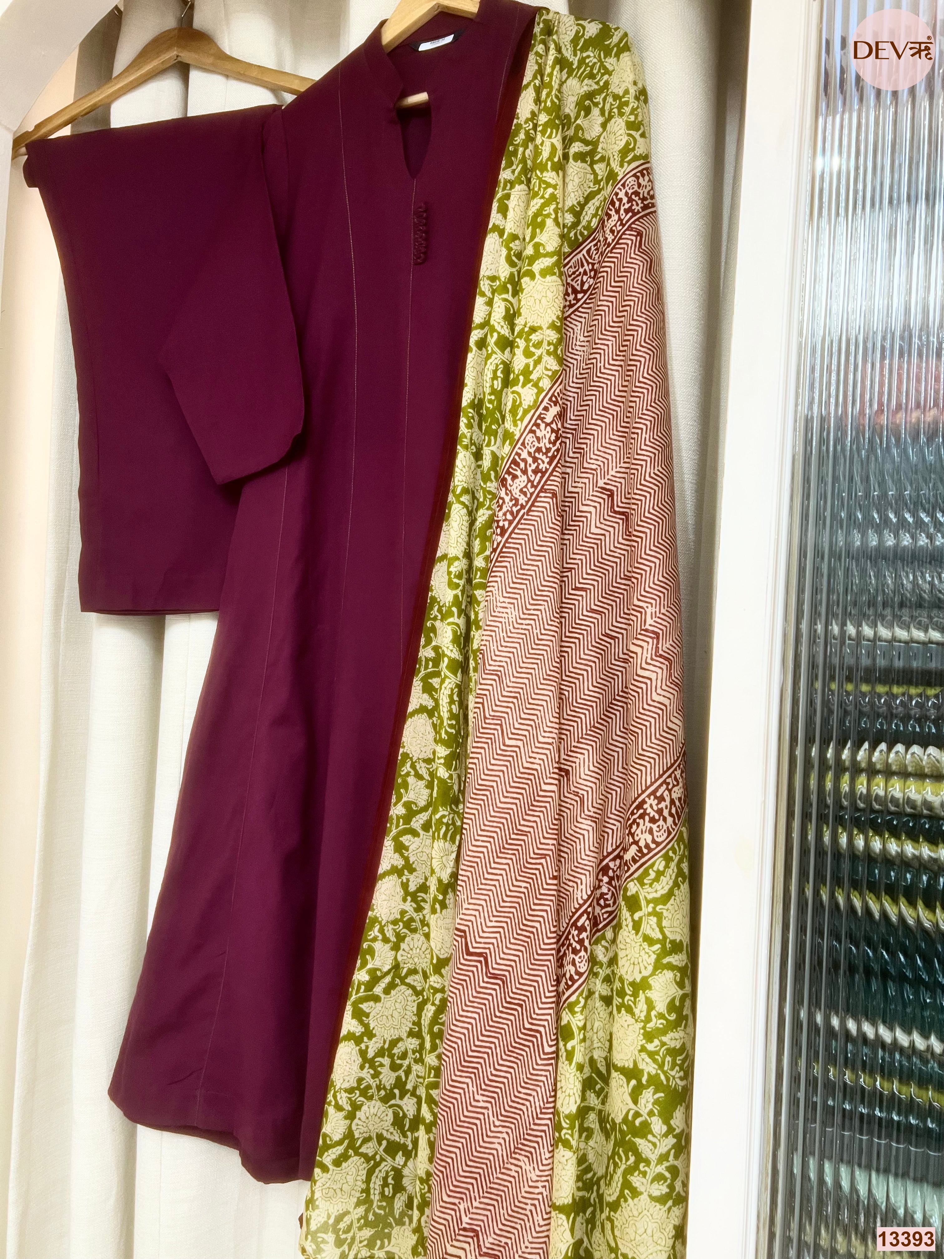 Gulnaar Pure Cotton Printed Wine 3-Piece Set (Devri – D.No 13393)
