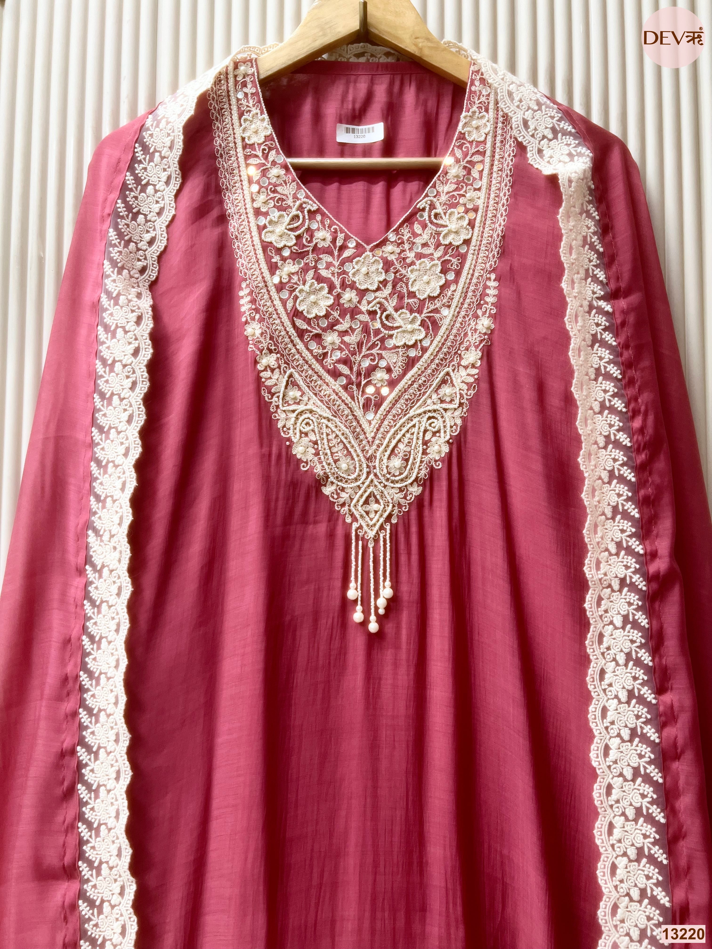 Wine Embroidered Unstitched 3-Piece Suit (Devri – D.No 13220)