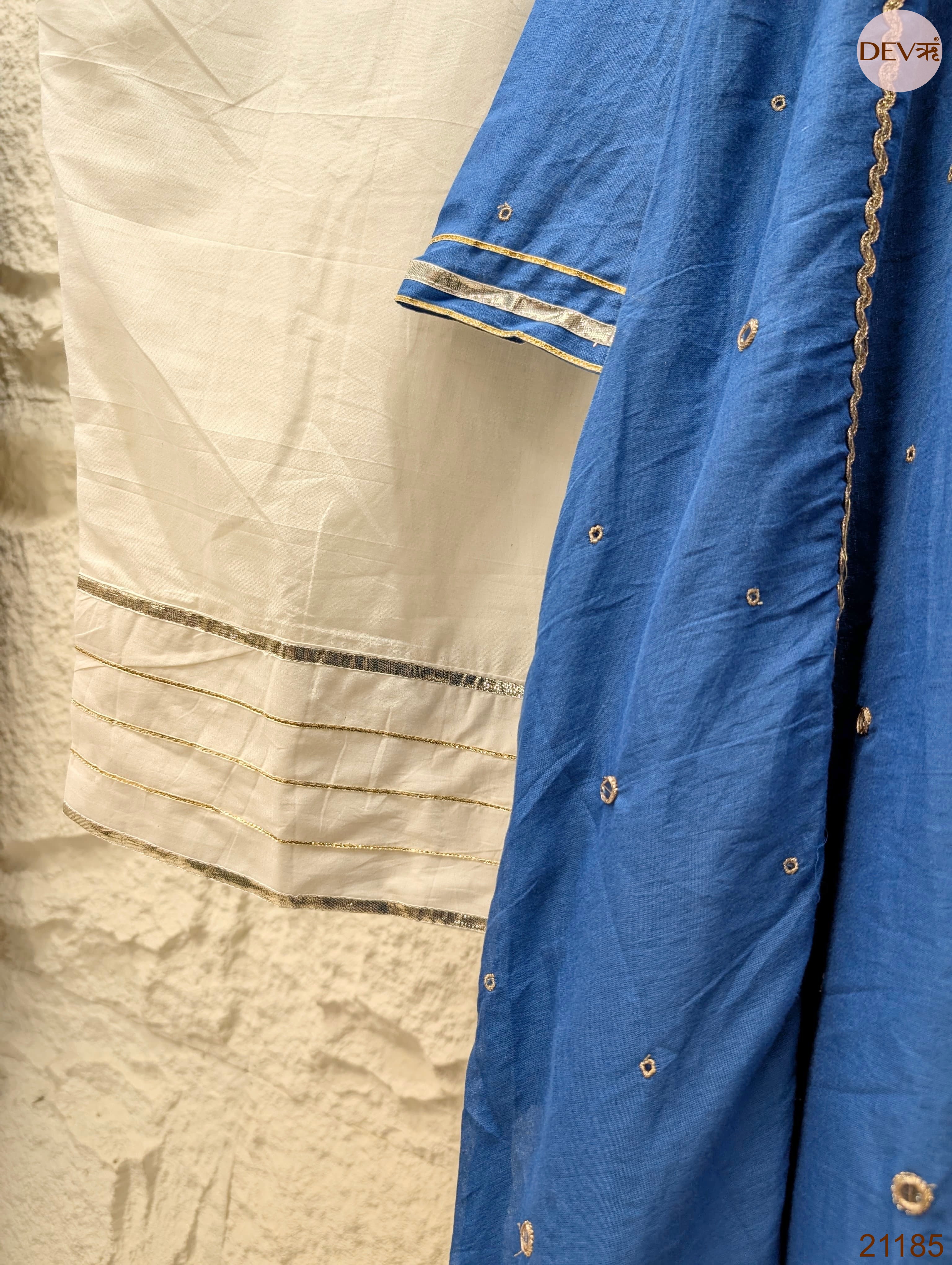 Neelika Pure mul cotton Embroidered Blue 2-Piece Set (Devri – D.No 21185)