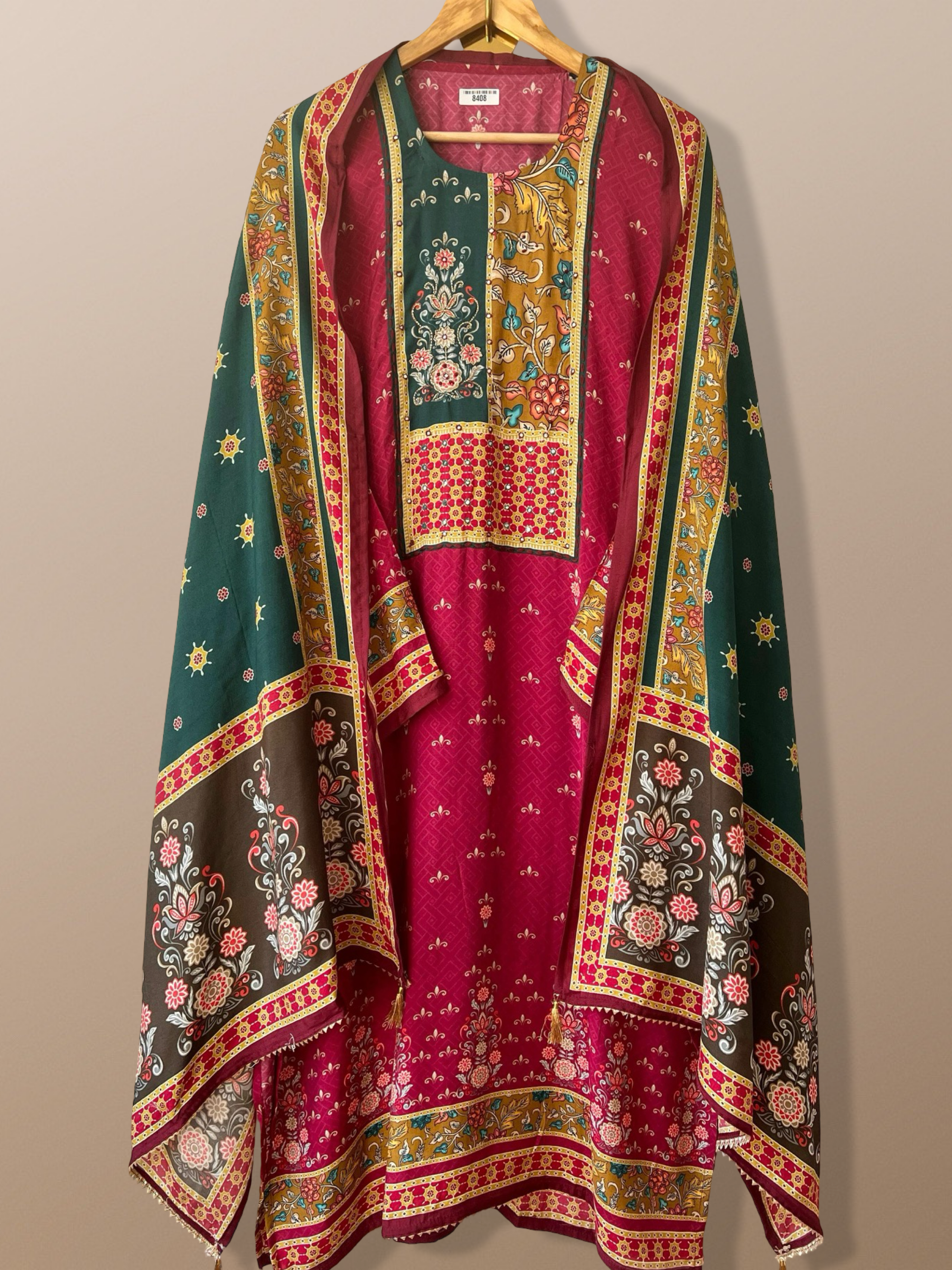 Pure muslin suit set {8408}