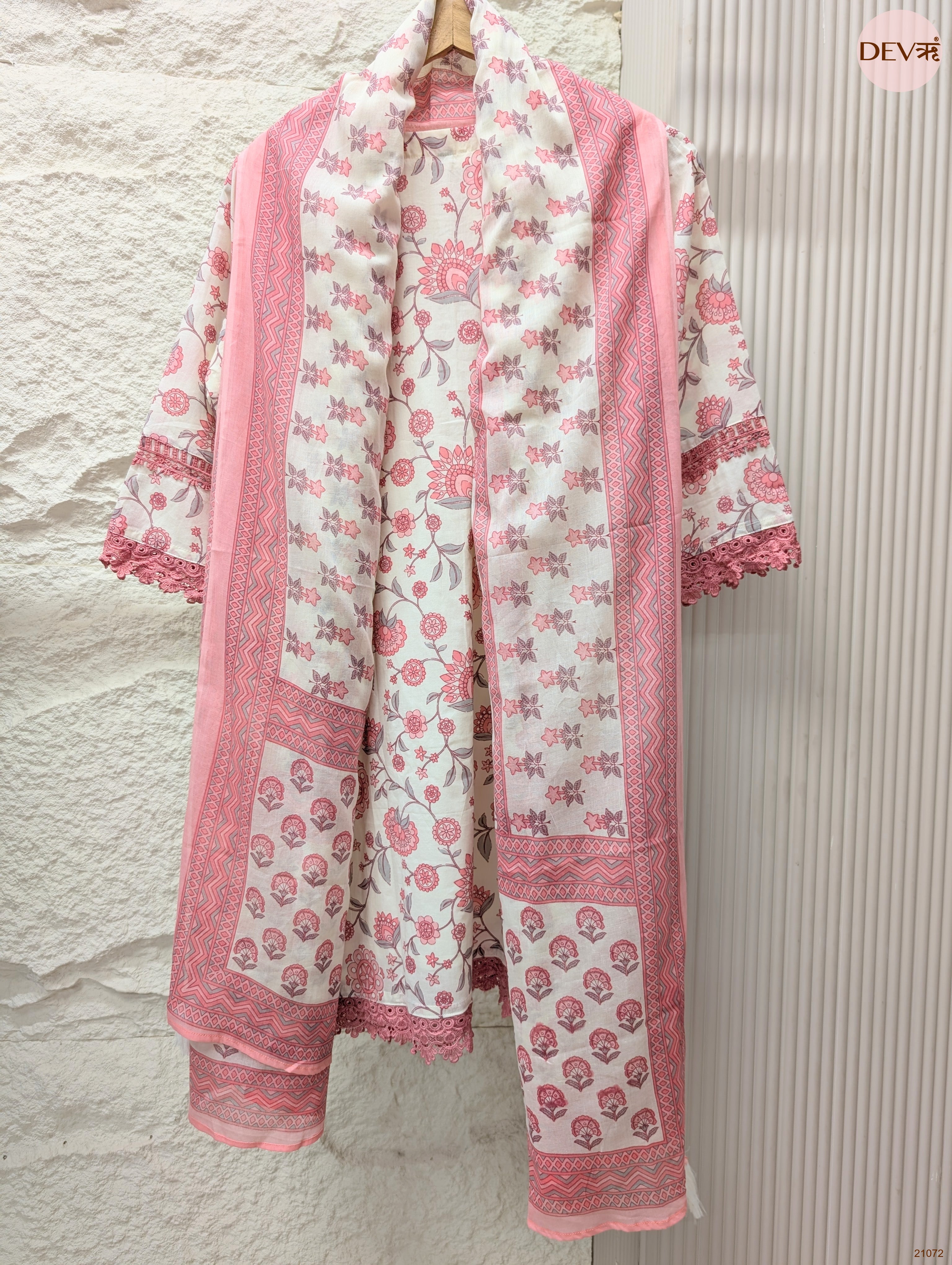 Gulnaar Pure Cotton Embroidered Pink 3-Piece Set (Devri – D.No 21072)