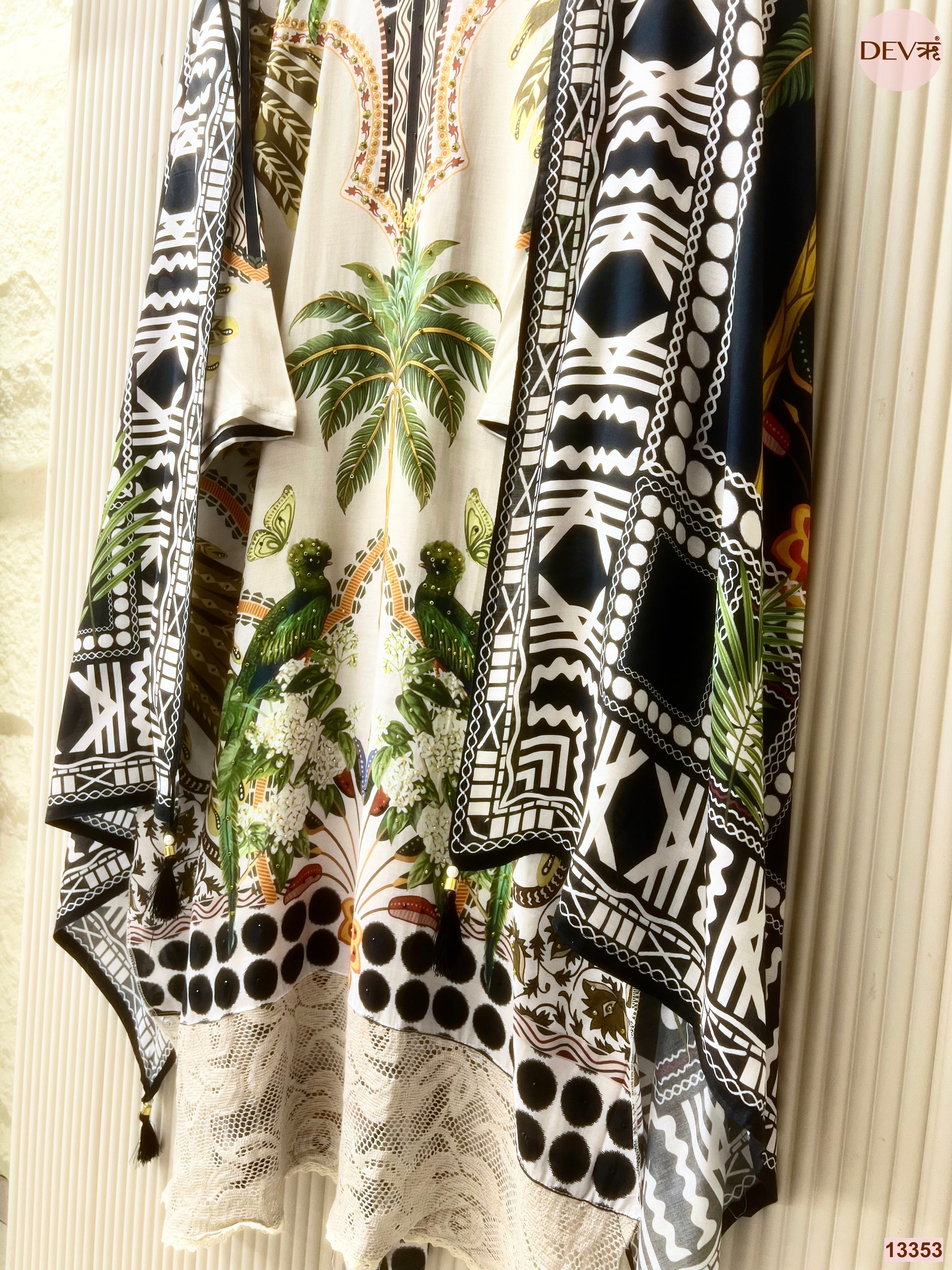 White Muslin Printed Unstitched 3-Piece Suit (Devri – D.No 13353)