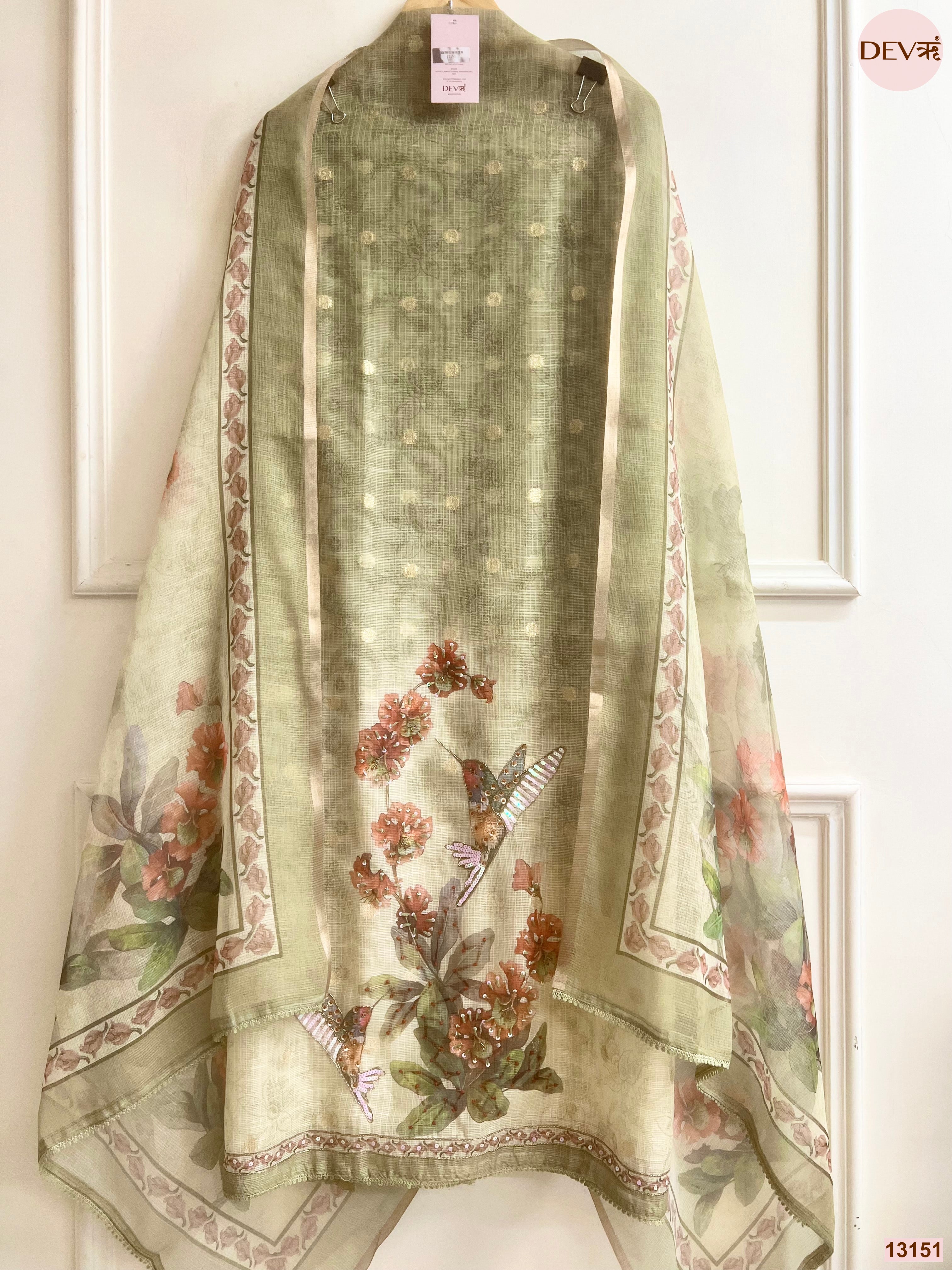 Olive Kota Printed Unstitched 3-Piece Suit (Devri – D.No 13151)