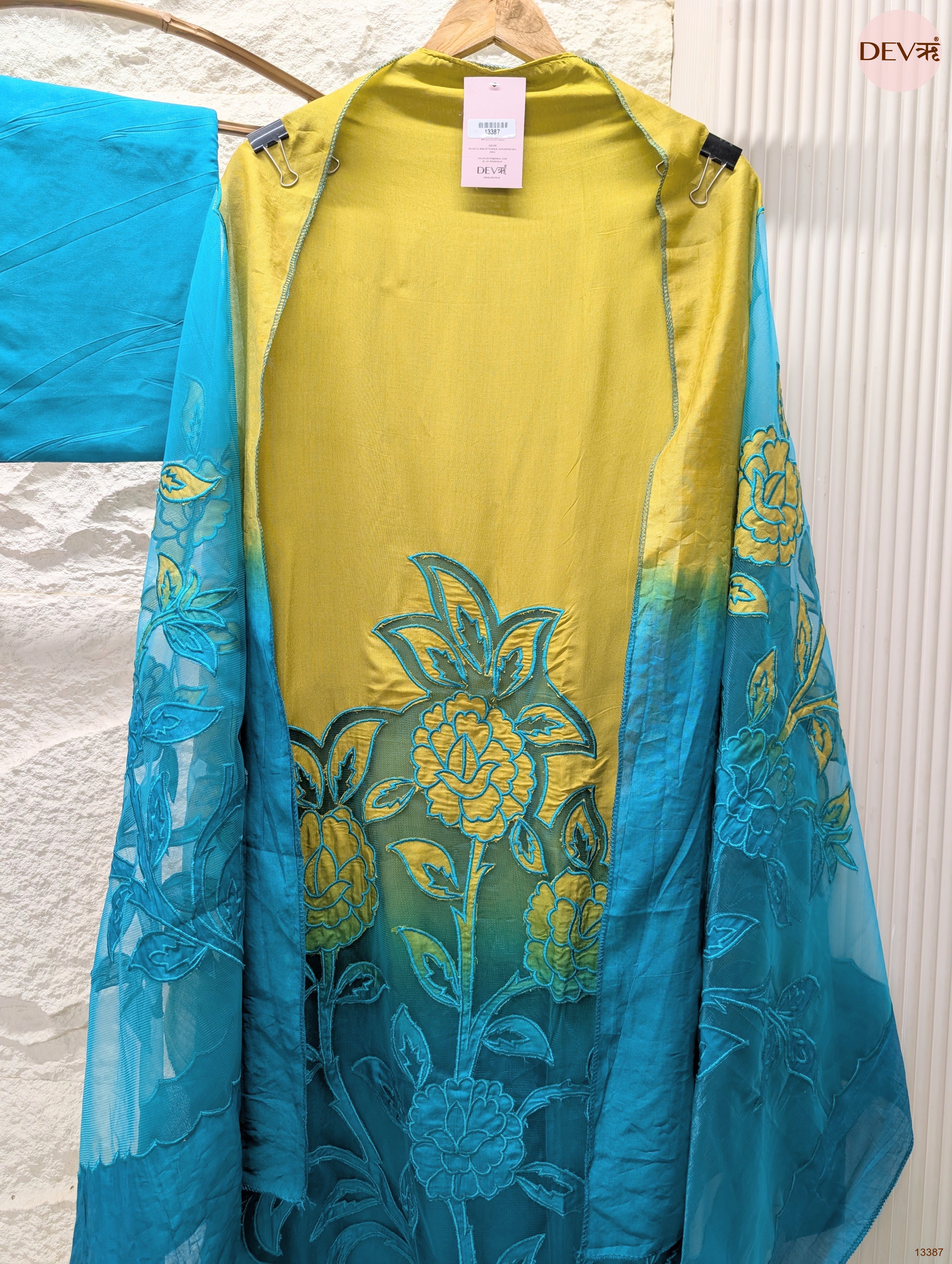 Mustard Muslin Embroidered Unstitched 3-Piece Suit (Devri – D.No 13387)