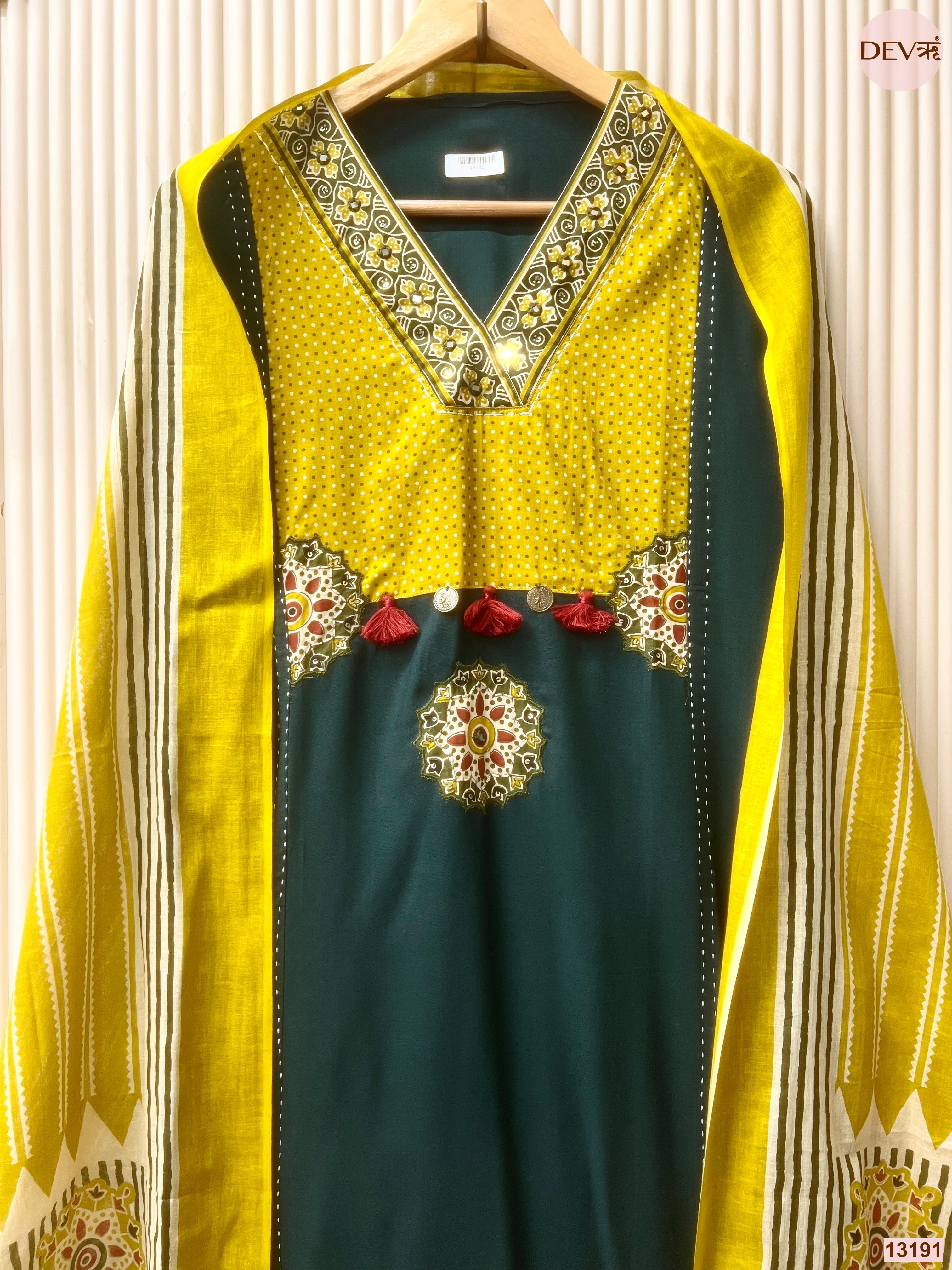 Teal Slub Cotton Printed Unstitched 3-Piece Suit (Devri – D.No 13191)