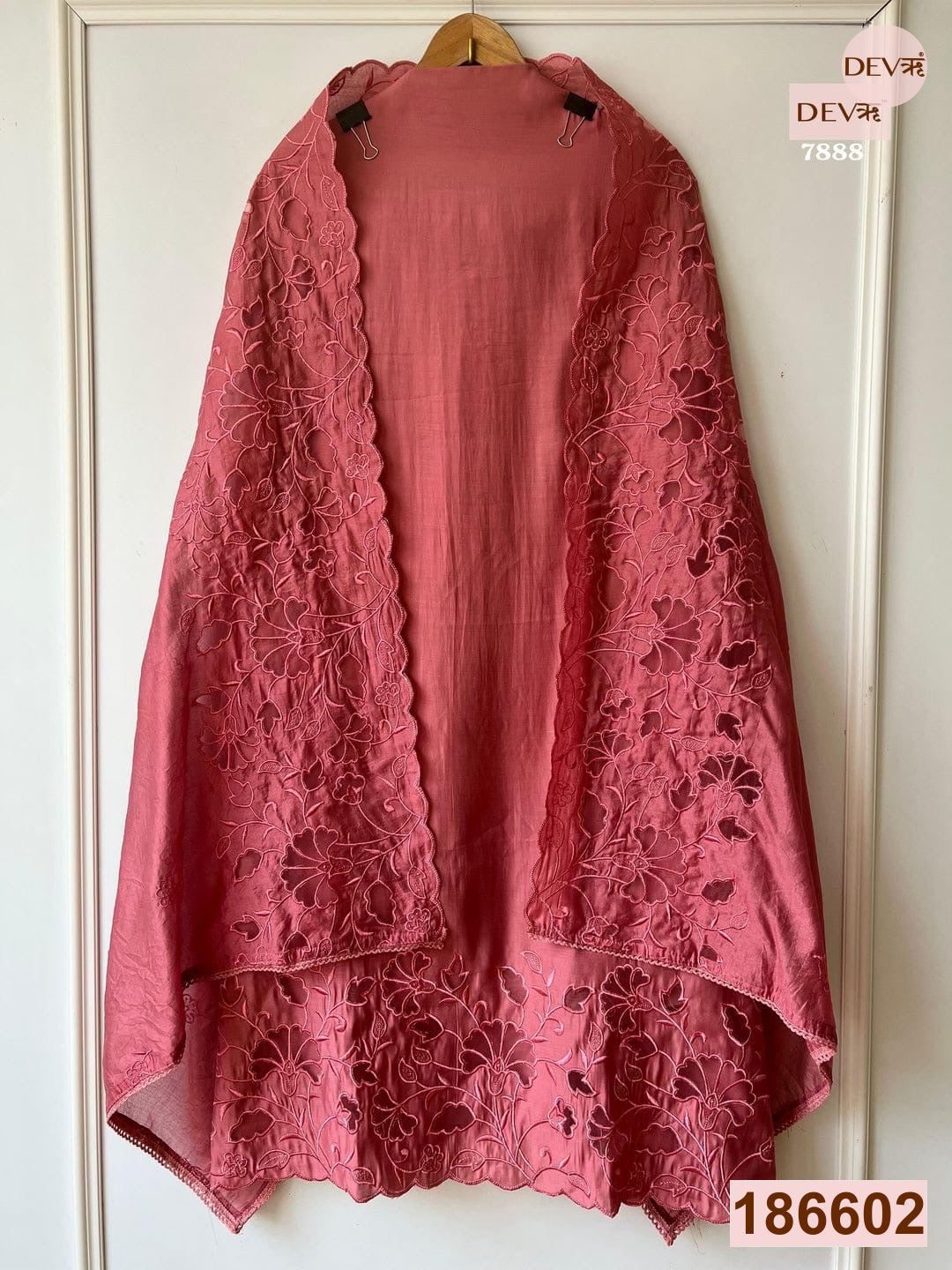 Pink Modal Silk Embroidered Unstitched 3-Piece Suit (Devri – D.No 7888)