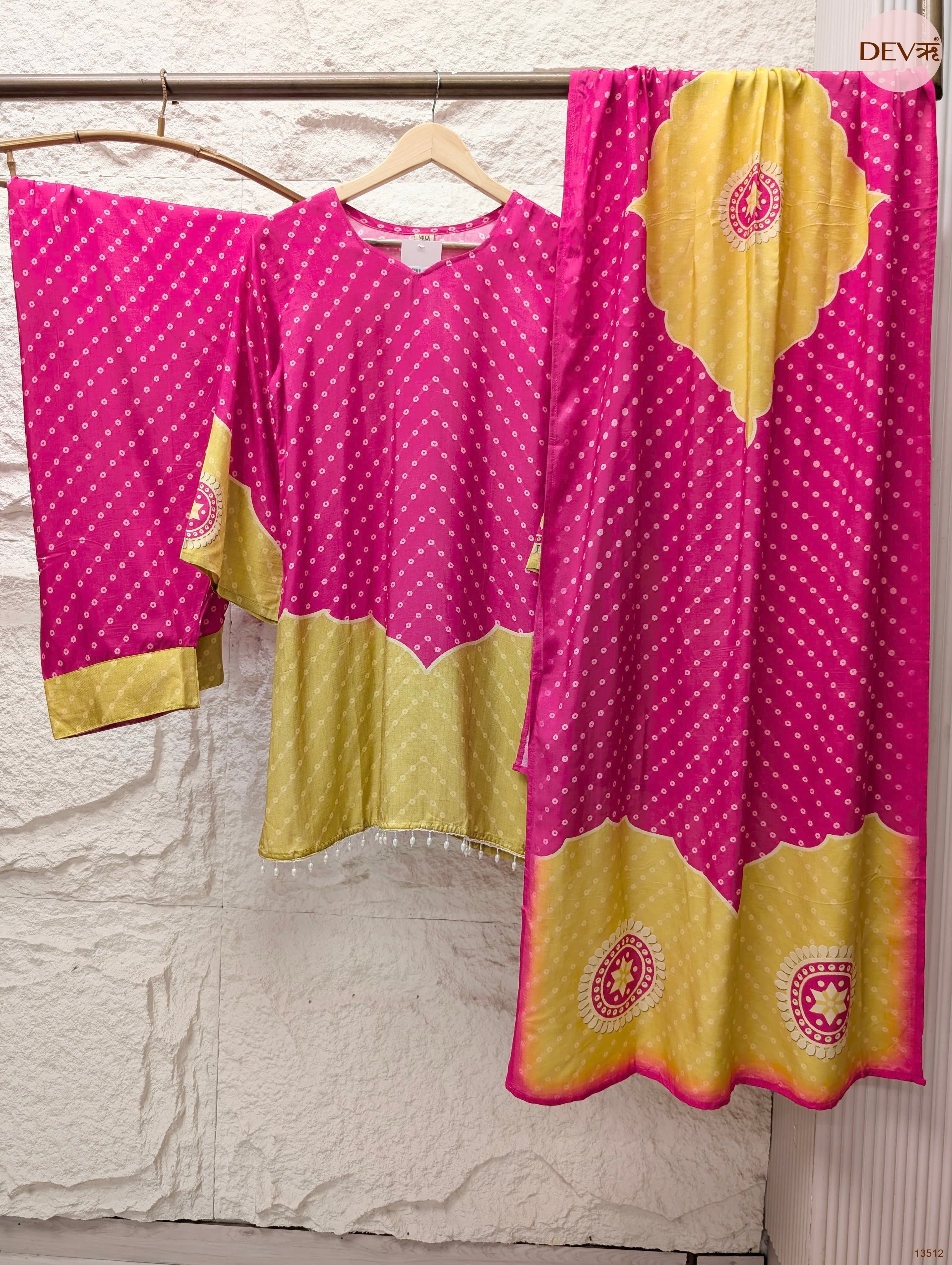 Gulnaar Pure muslin Printed Pink 3-Piece Set (Devri – D.No 13512)