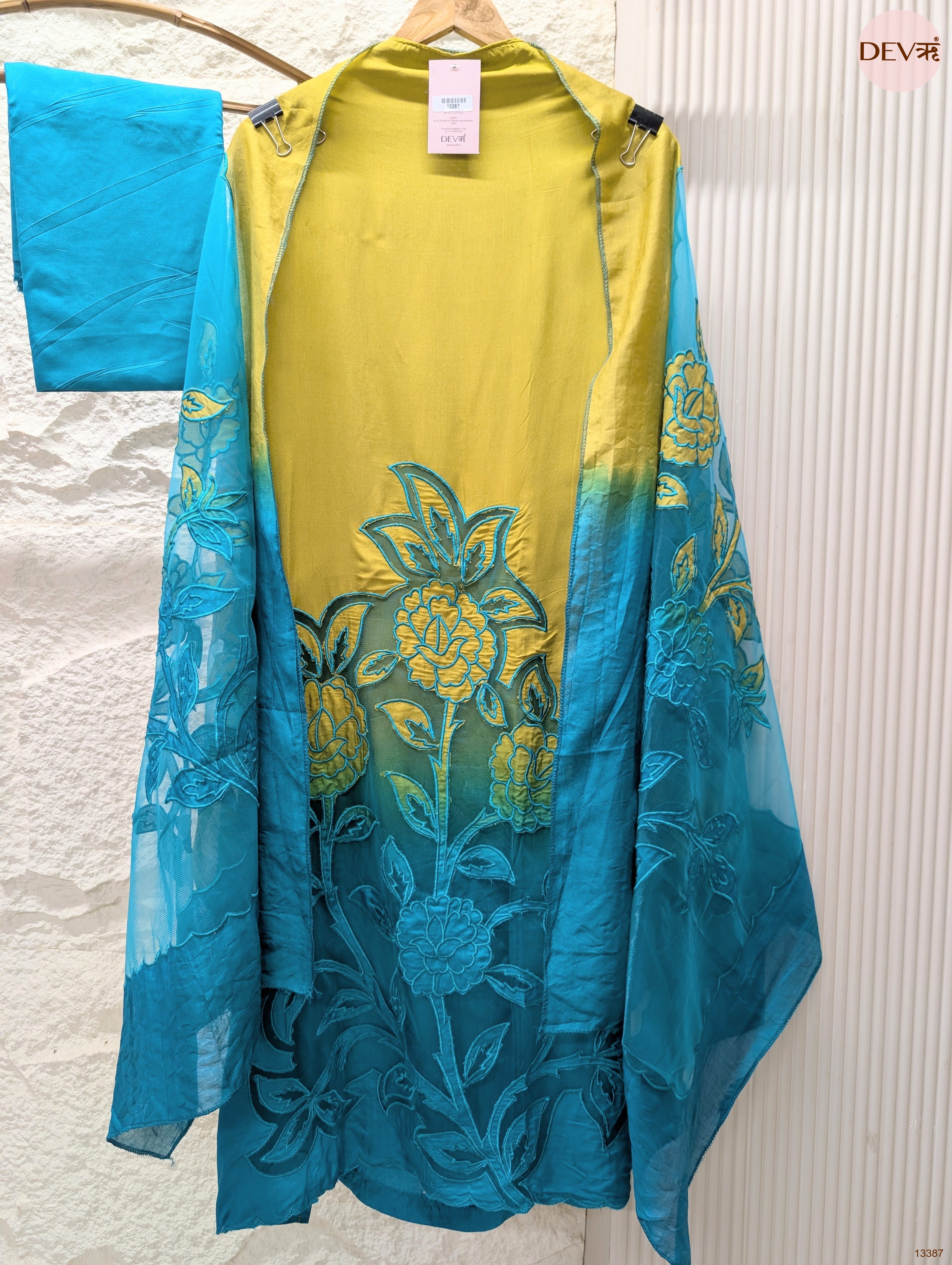 Mustard Muslin Embroidered Unstitched 3-Piece Suit (Devri – D.No 13387)