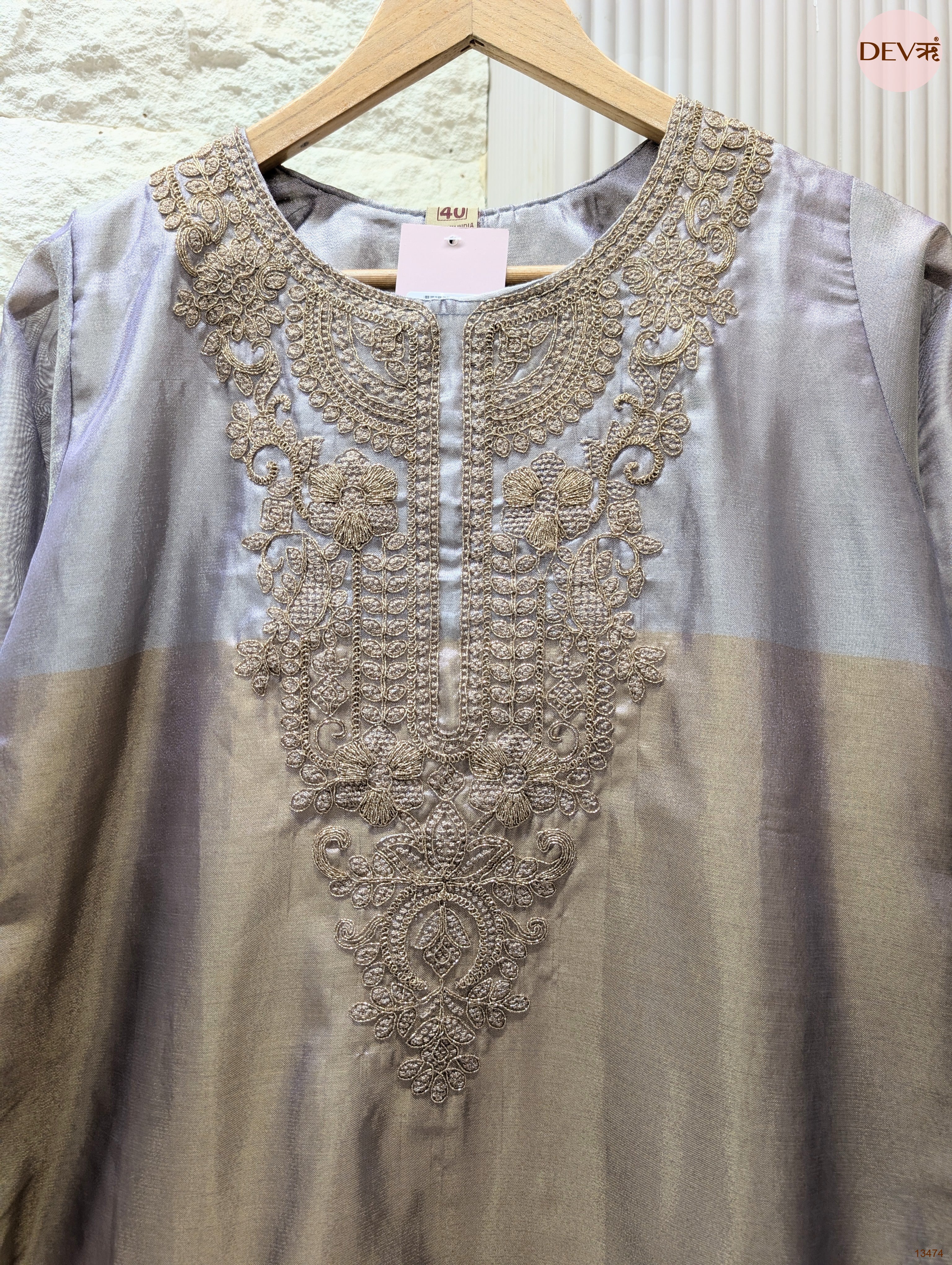 Meher Tissue silk Embroidered Lavender 2-Piece Set (Devri – D.No 13474)