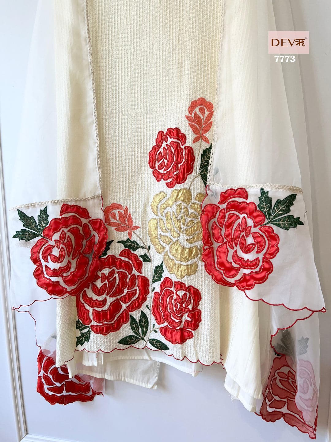 White Roman Silk Unstitched -Set Of 3 - {7773}
