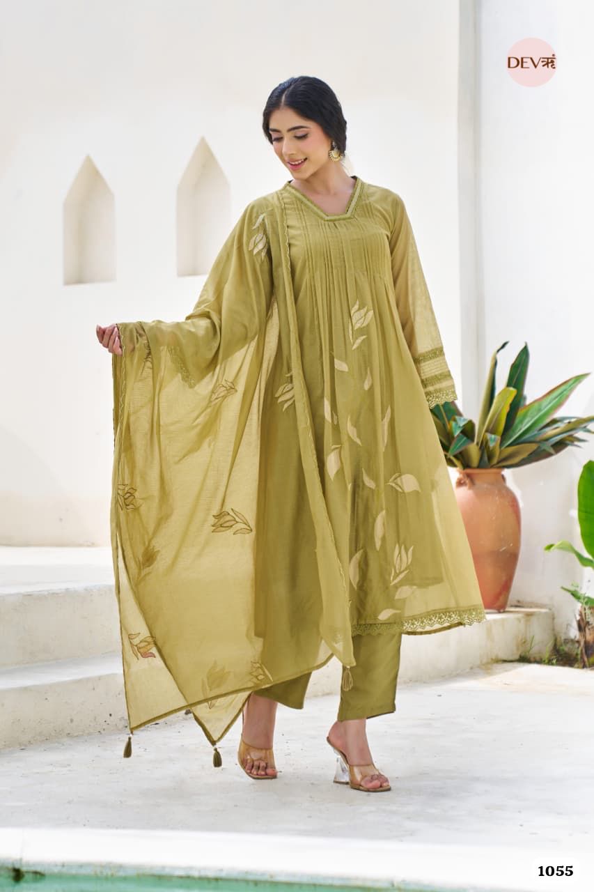 Olive Floral Mul Cotton 3-Piece Set {1055/M}