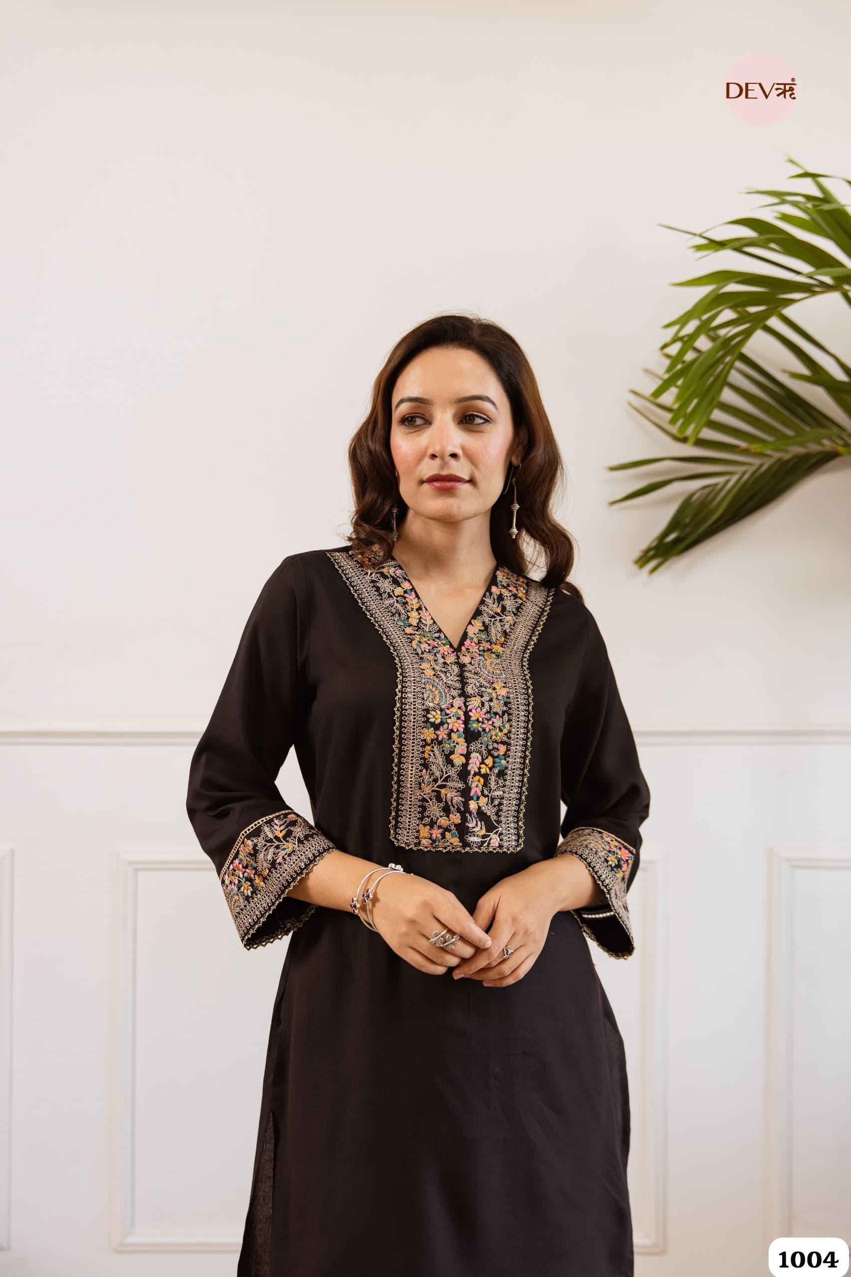 Black Embroidered Kurta Set Crafted From Soft german Reyon Fabric {1004}