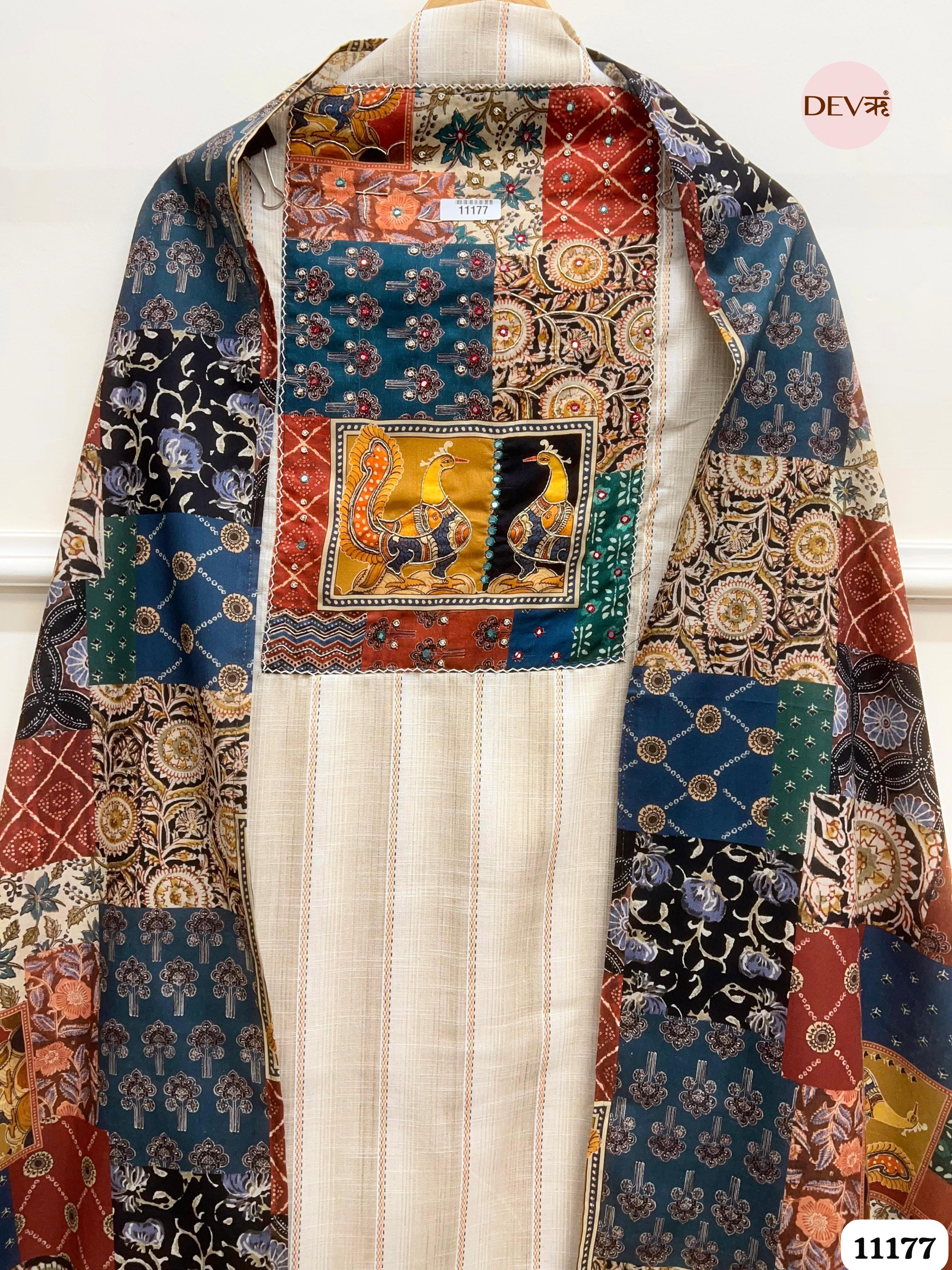 White Handloom Cotton Unstitched Printed Yok -Set Of 3