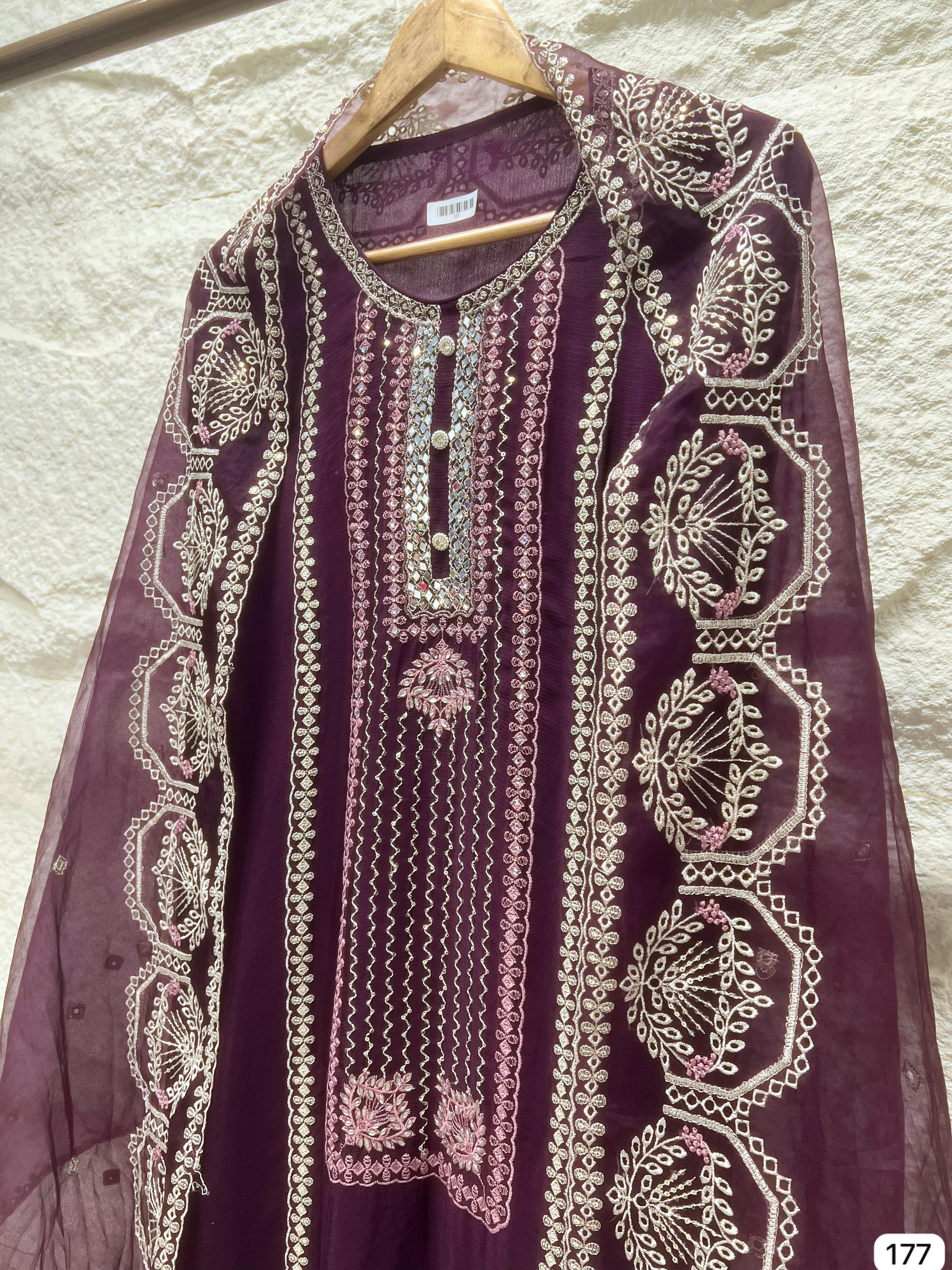 Aarini Organza Embroidered __ 3-Piece Set (Devri – D.No 177)