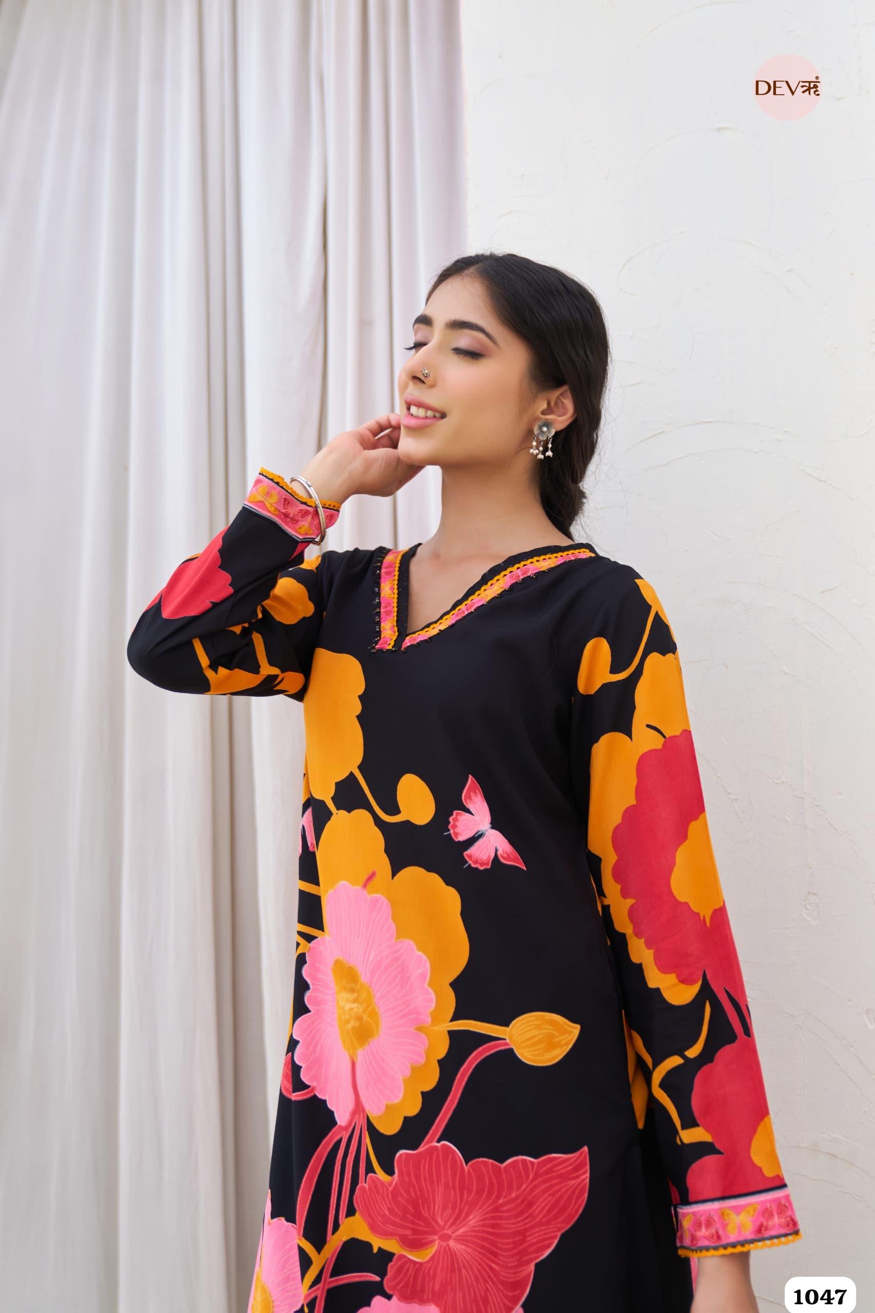 Black Printed Co-ord Set Of 2 - {1047/M}