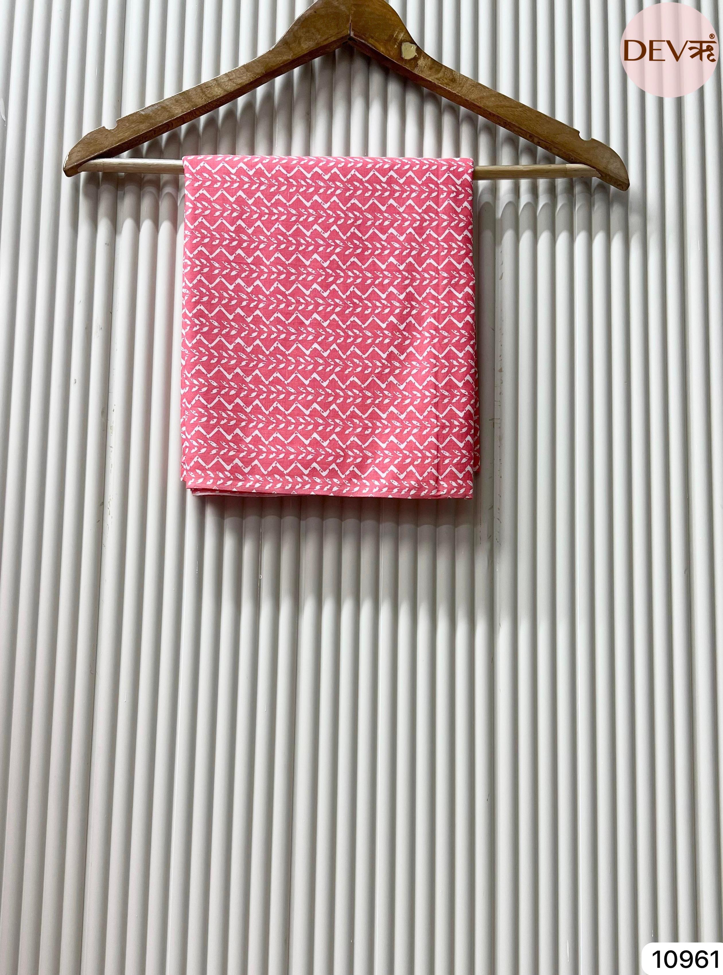 Pink cotton unstitched printed -set of 3 {10961}
