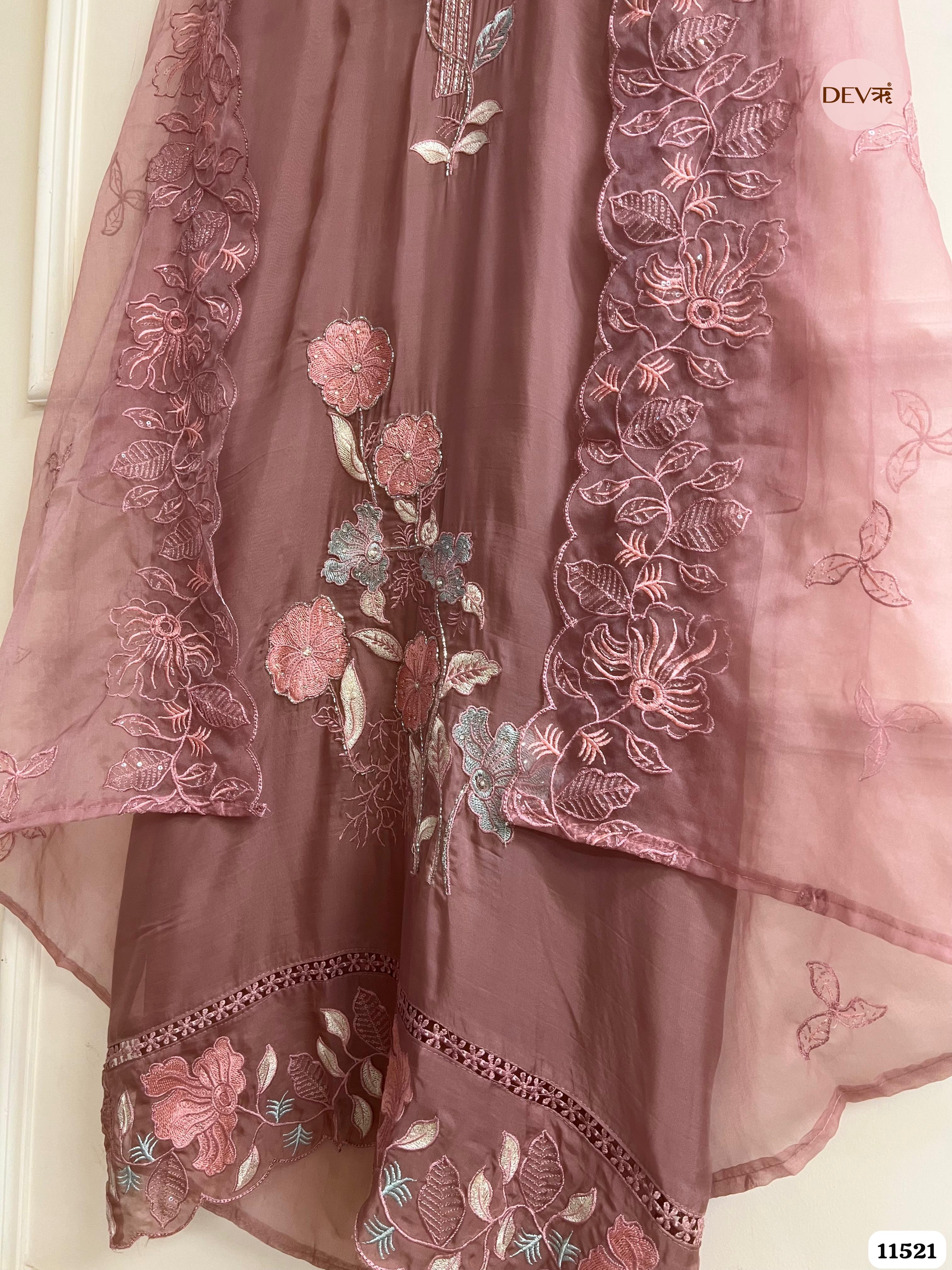 Light Plum Organza Unstitched Embroidered -Set Of 3