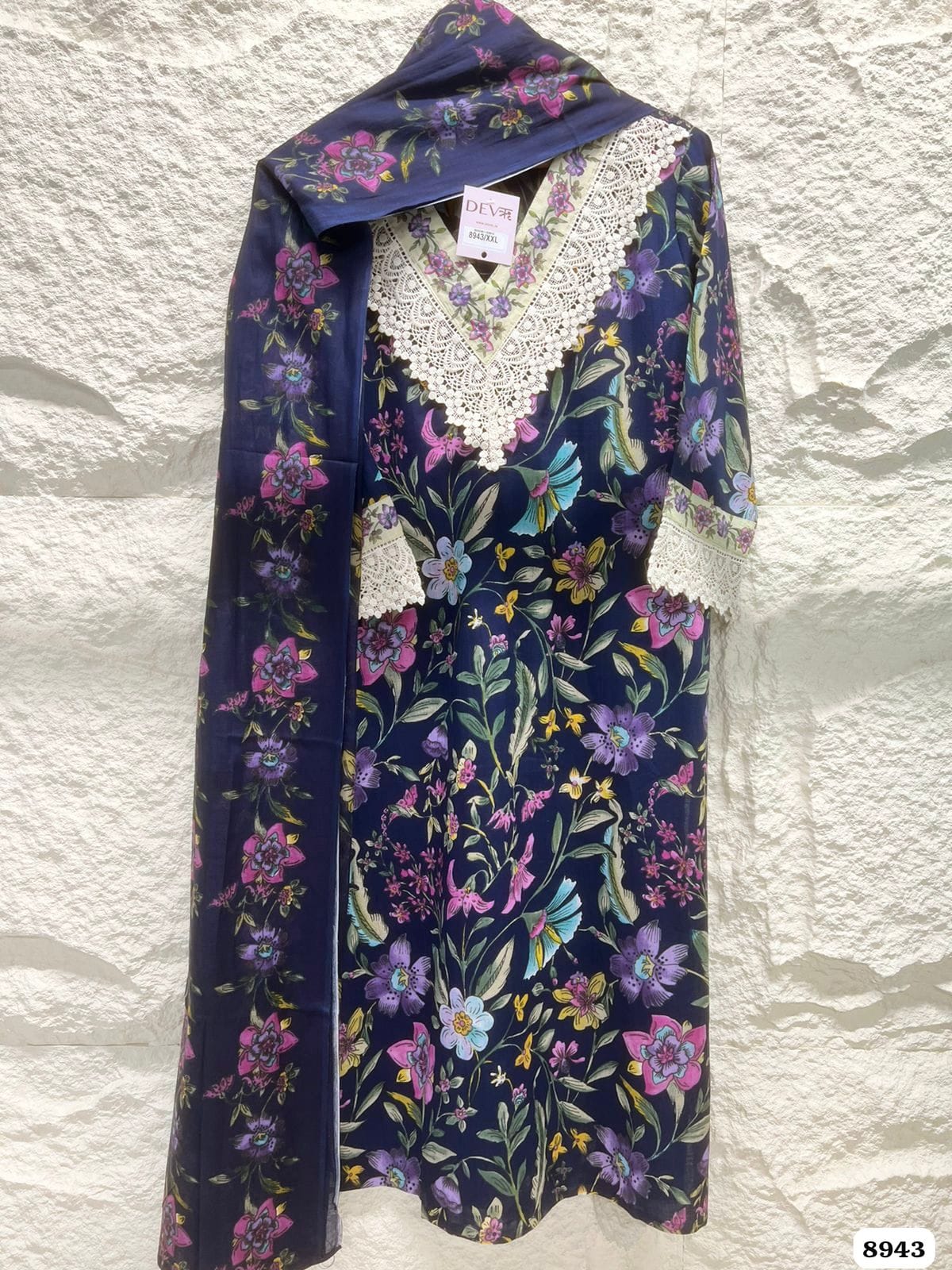 Blue Cotton Stitched Printed Ready-Mades -Set Of 3 {8943}