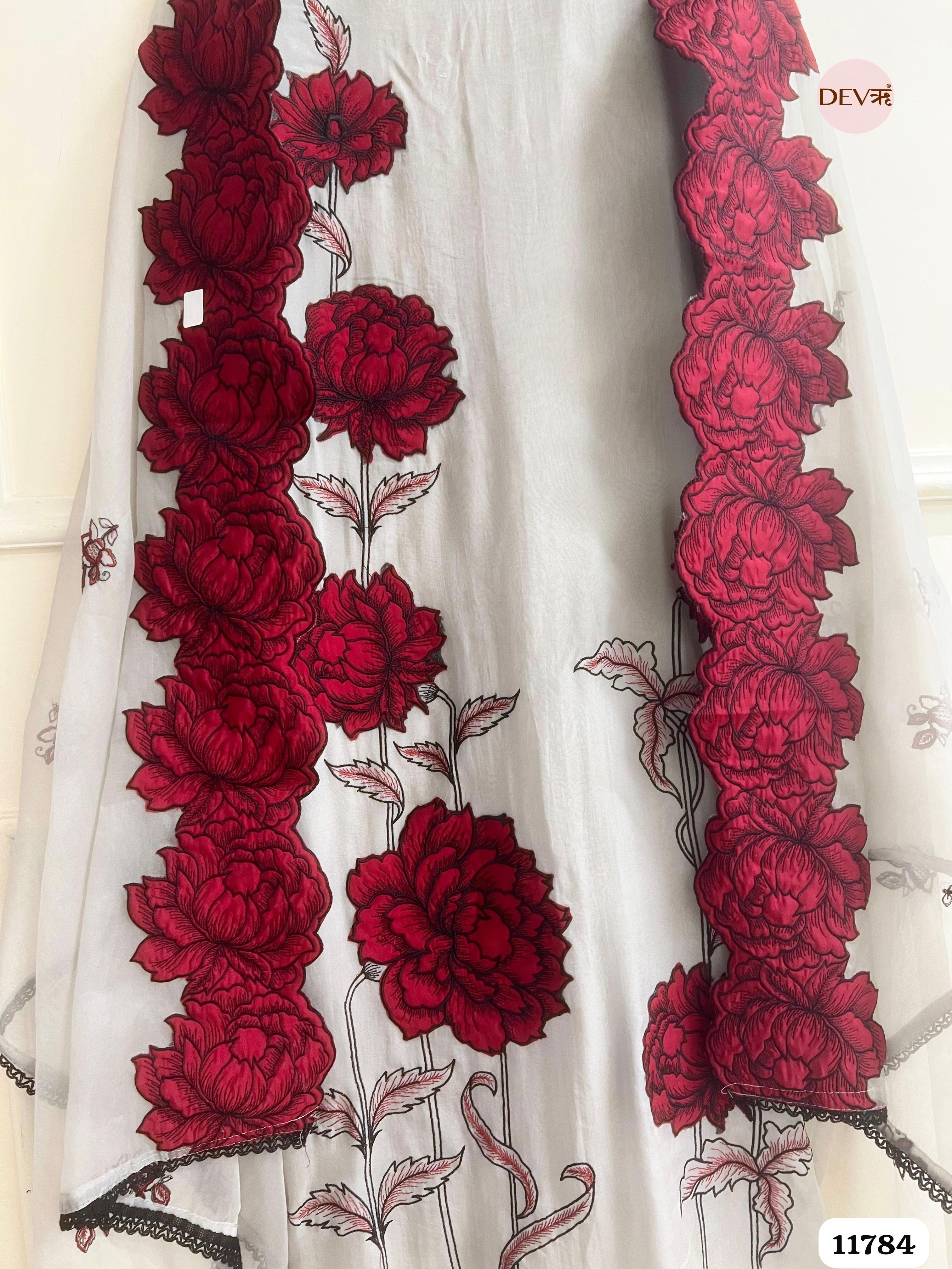 Grey Organza Unstitched Embroidered -Set Of 3 {11784}
