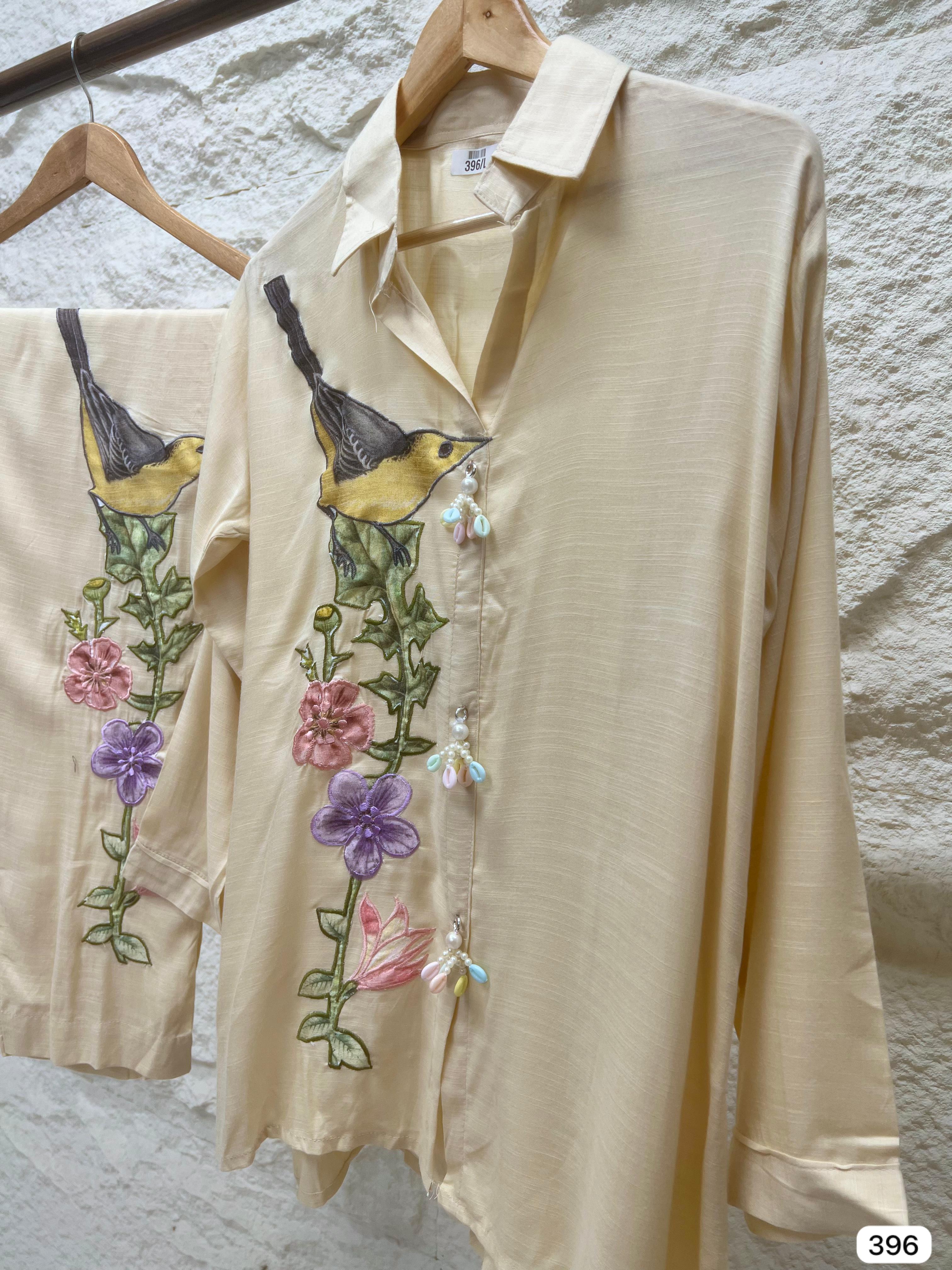 Aarohi Muslin Embroidered Cream 2-Piece Set (Devri – D.No 396)