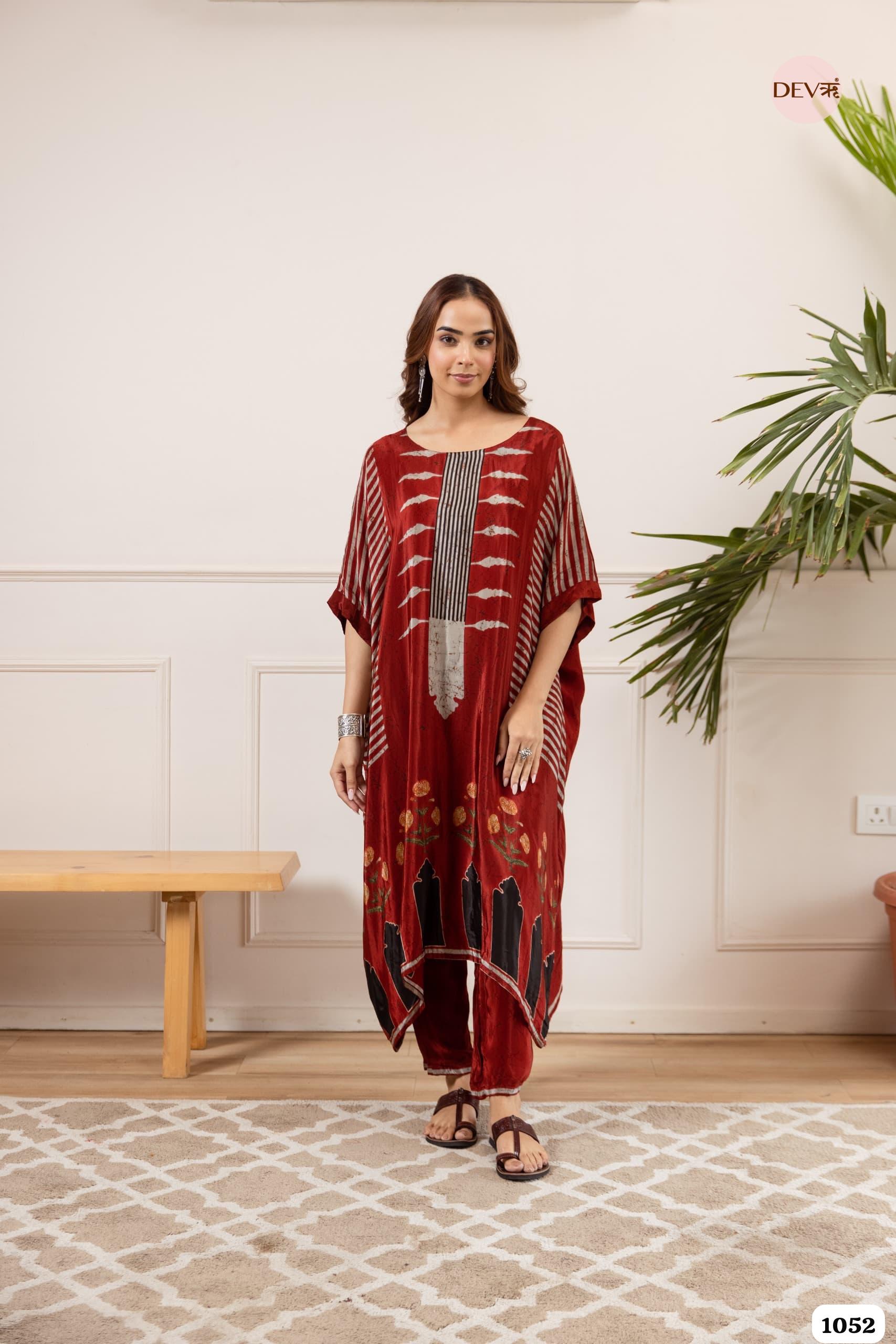 Rust Glow kaftan-inspired silhouette Crepe 2-Piece Set