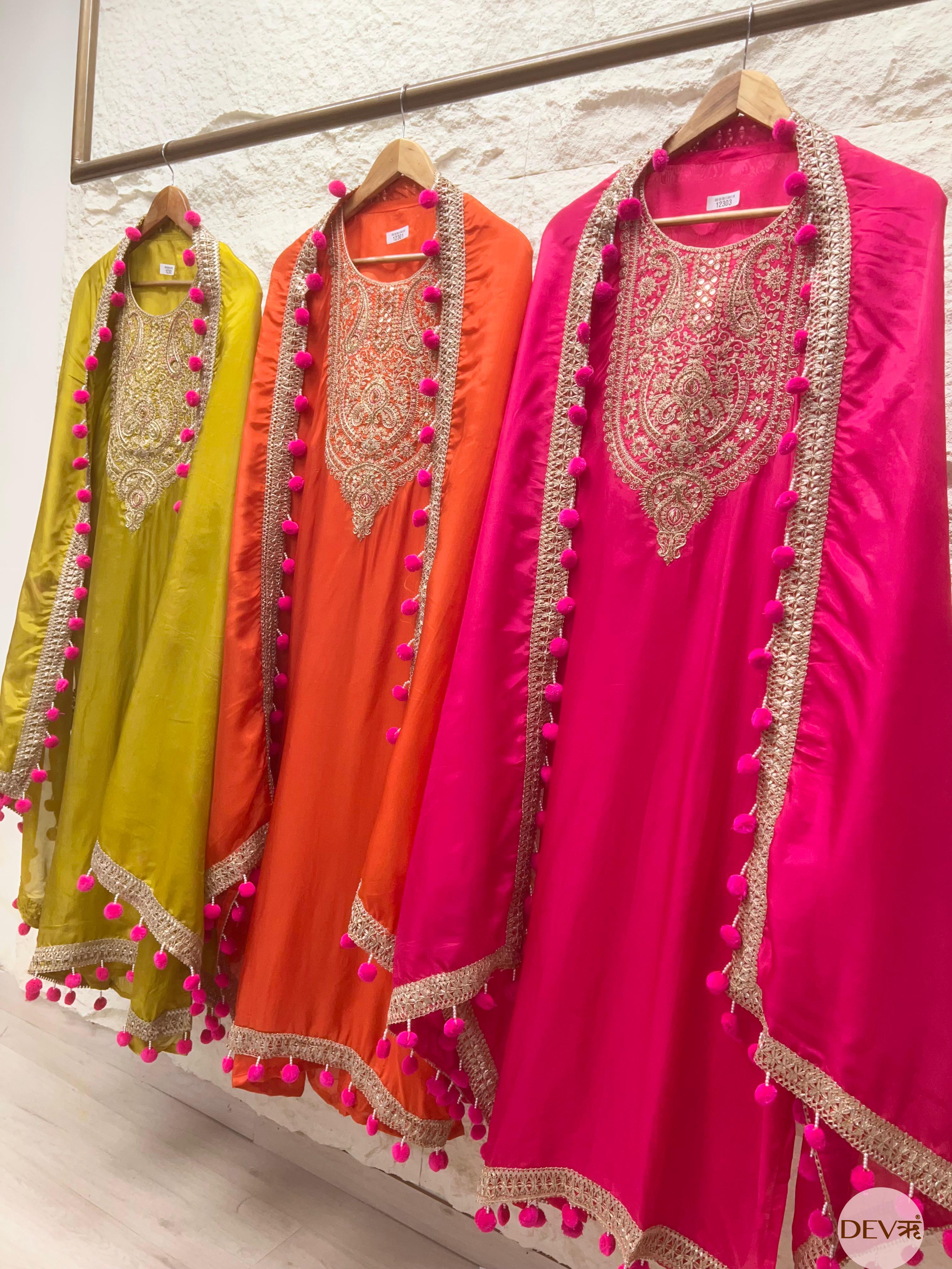 Lime Glass Organza Embroidered Unstitched 3-Piece Suit (Devri – D.No 12302)