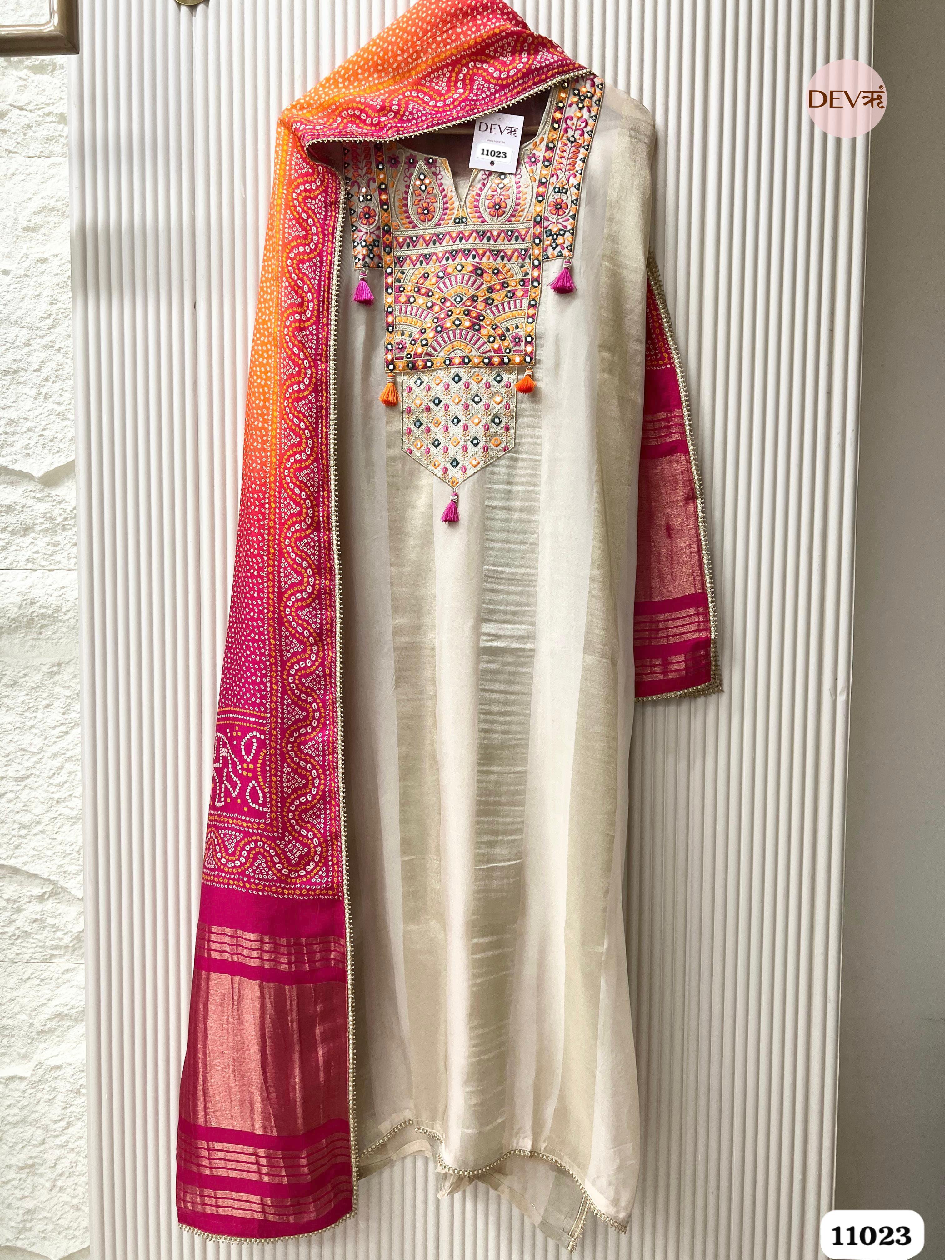 Tissue Organza Unstitched Embroidered -Set Of 3 {11023}