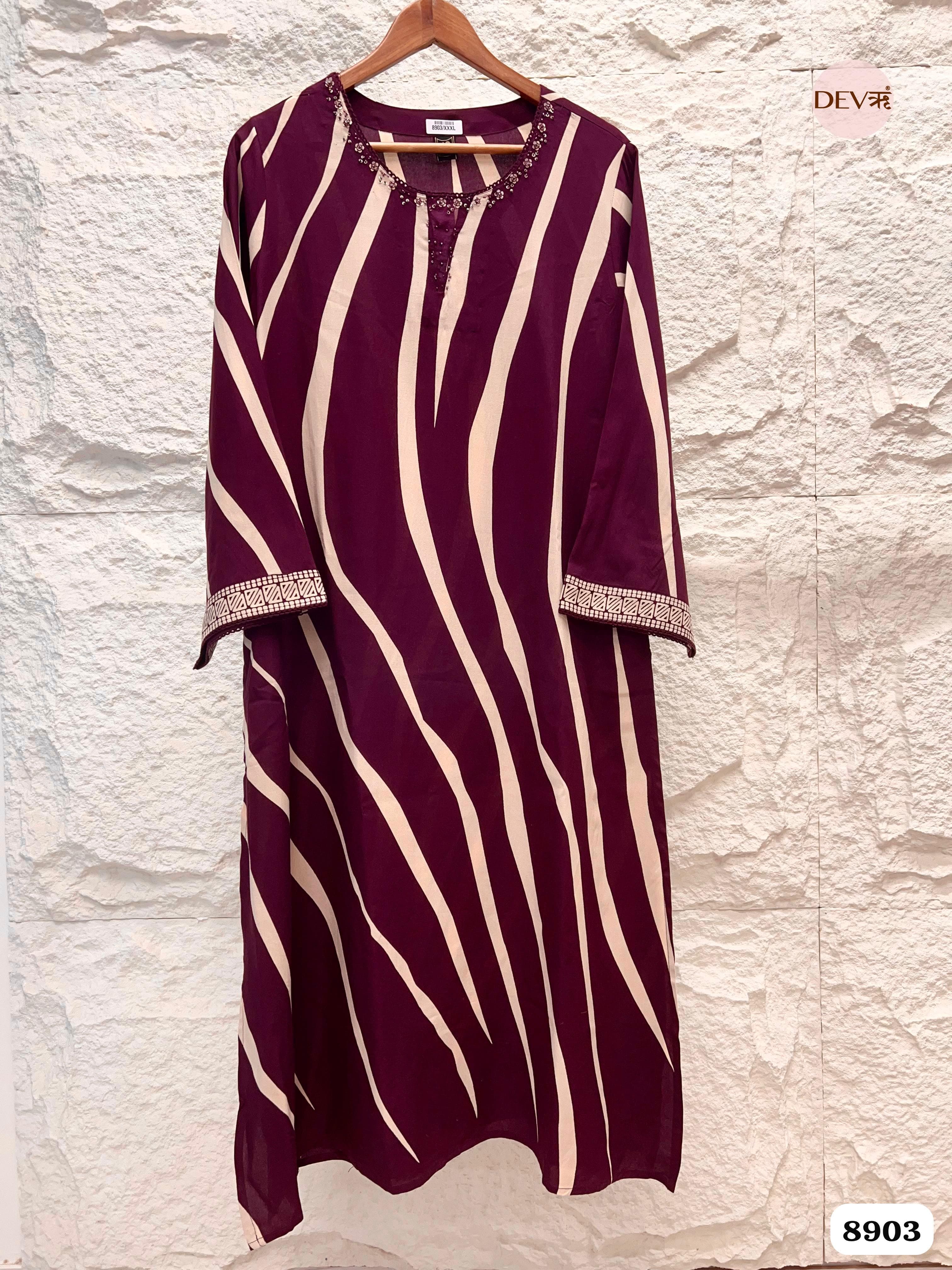 Maroon German Reyon Printed -set of 2 {8903}