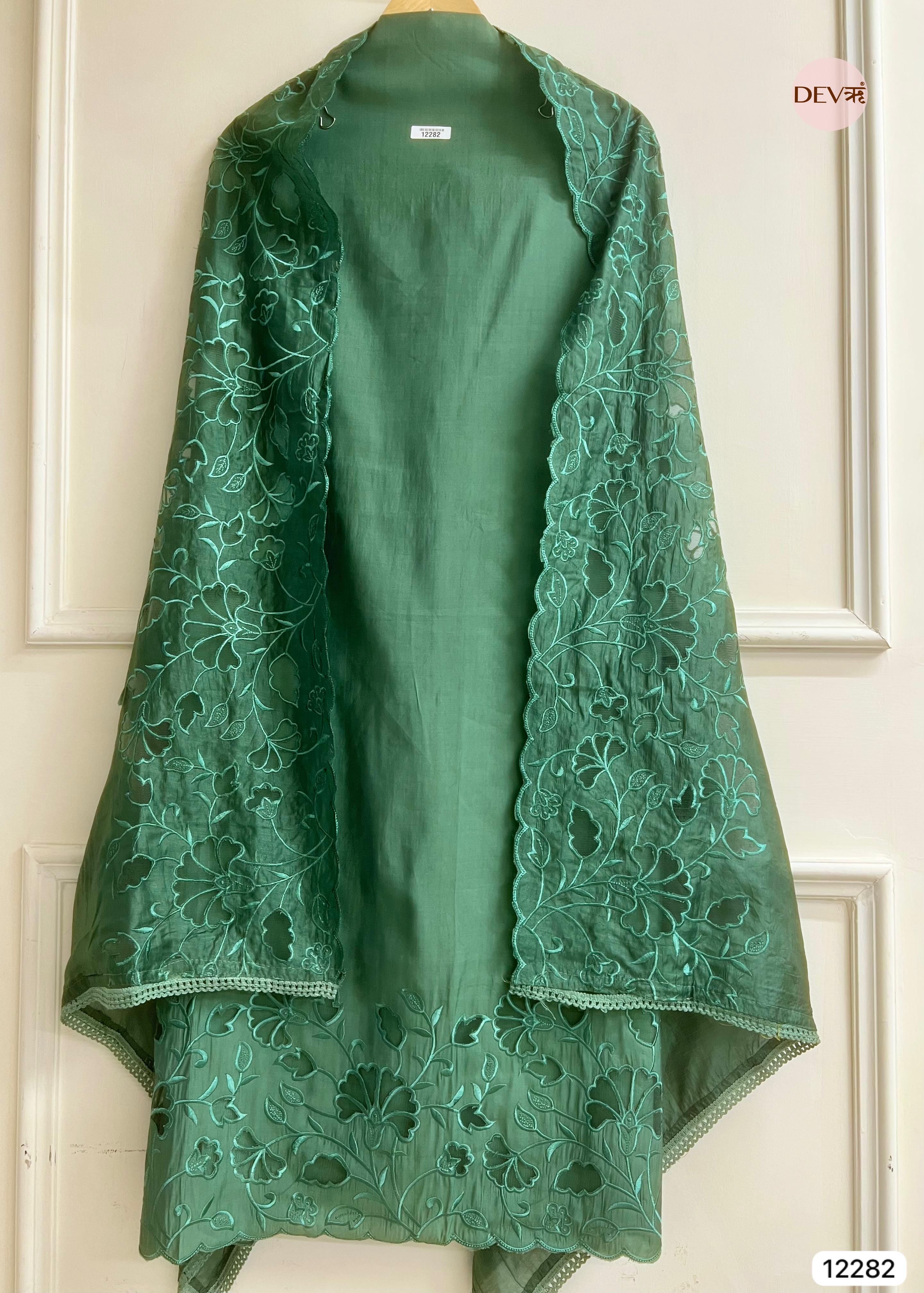 Emerald Modal Silk Embroidered Unstitched 3-Piece Suit (Devri – D.No 12282)